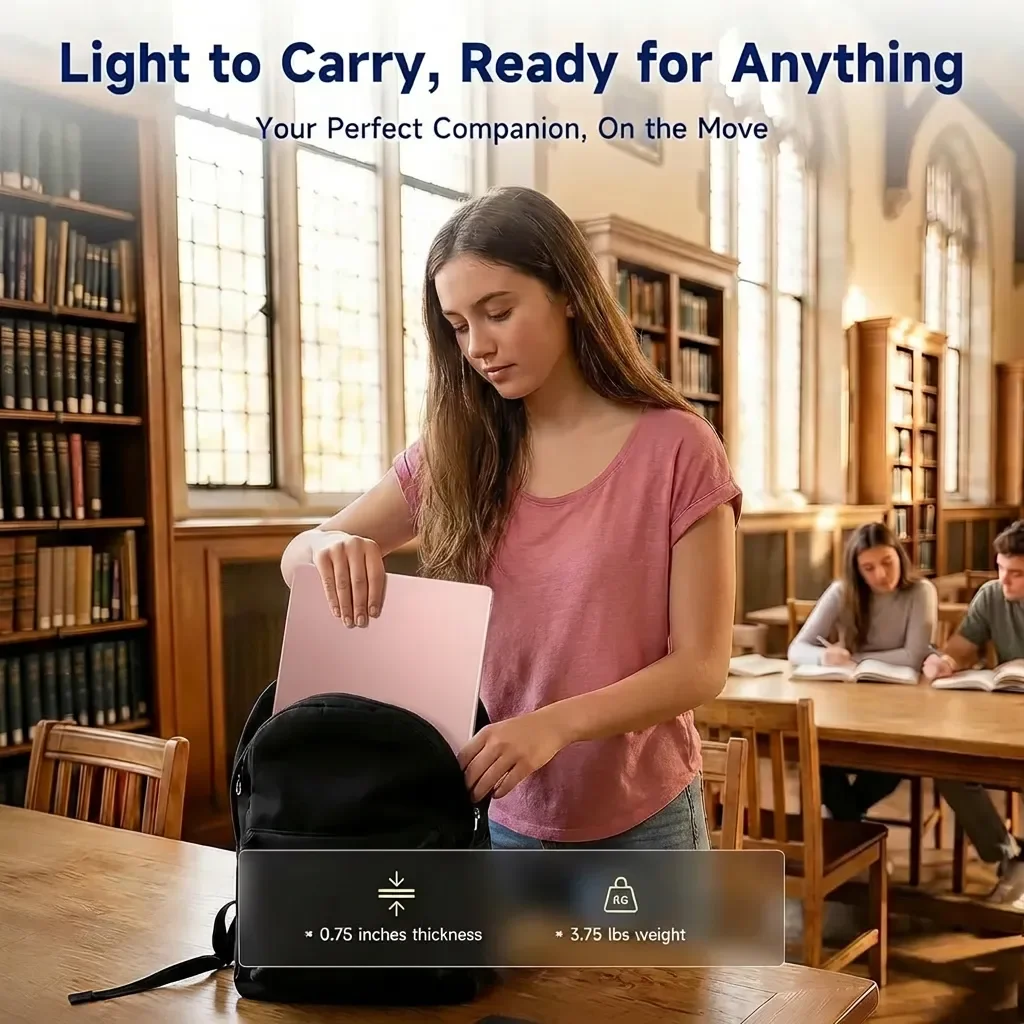 15.6" IPS FHD Pink Laptop, Office 2024, Windows11 Pro, 8GB RAM 256GB SSD, Intel Core i3, Backlit Keyboard Fingerprint Reader, Thin and Light 2026 NEW Notebook PC computer for Girls and Lady - Image 7