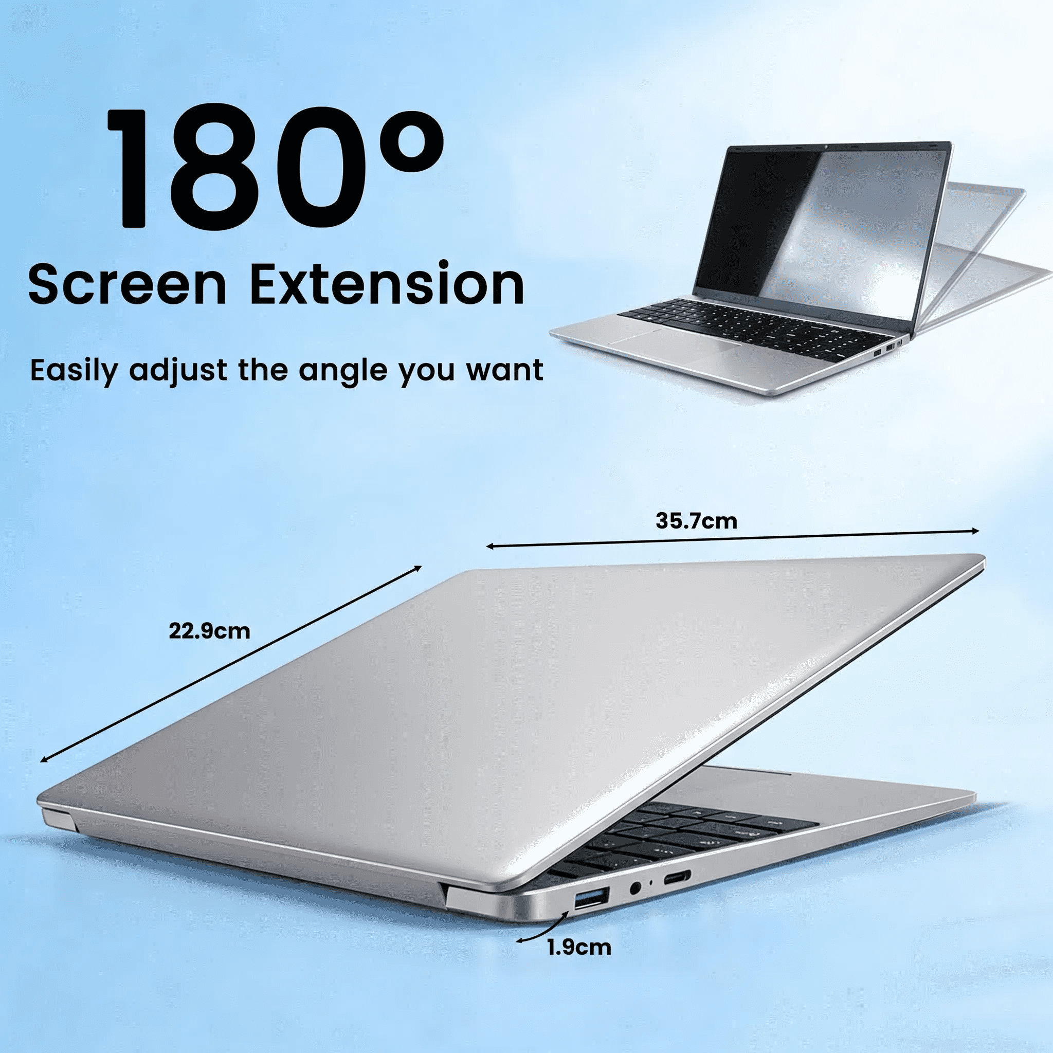 15.6" IPS FHD Laptop, Office 2024, Windows11 Pro, 8GB RAM 256GB SSD, Intel Core i3, Backlit Keyboard Fingerprint Reader, Thin and Light 2026 NEW Notebook PC computer for Study and Work, Silver - Image 4
