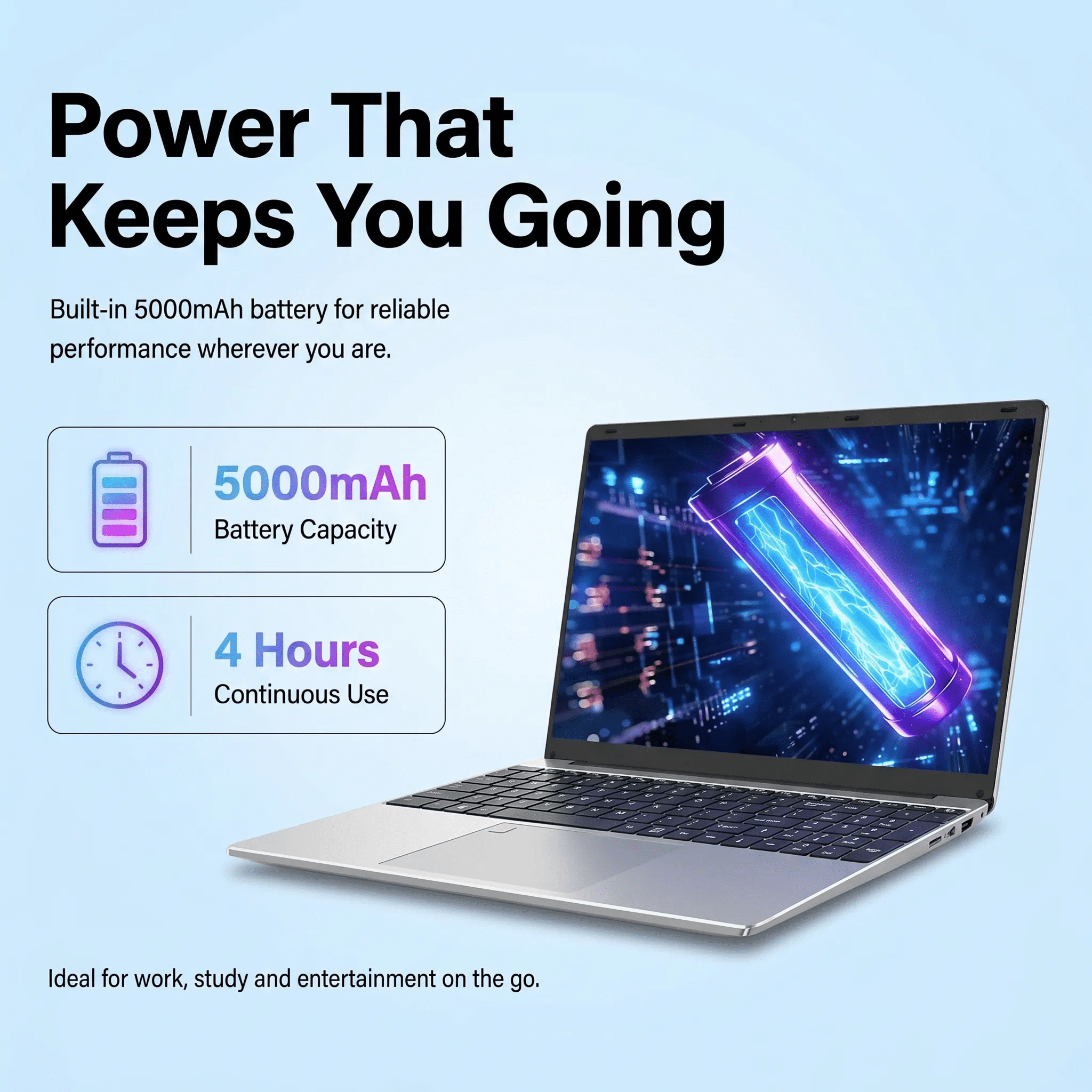 15.6" IPS FHD Laptop, Office 2024, Windows11 Pro, 16GB RAM 512GB SSD, Intel Core i3, Backlit Keyboard Fingerprint Reader, Thin and Light 2026 NEW Notebook PC computer for Study and Work, Silver - Image 5