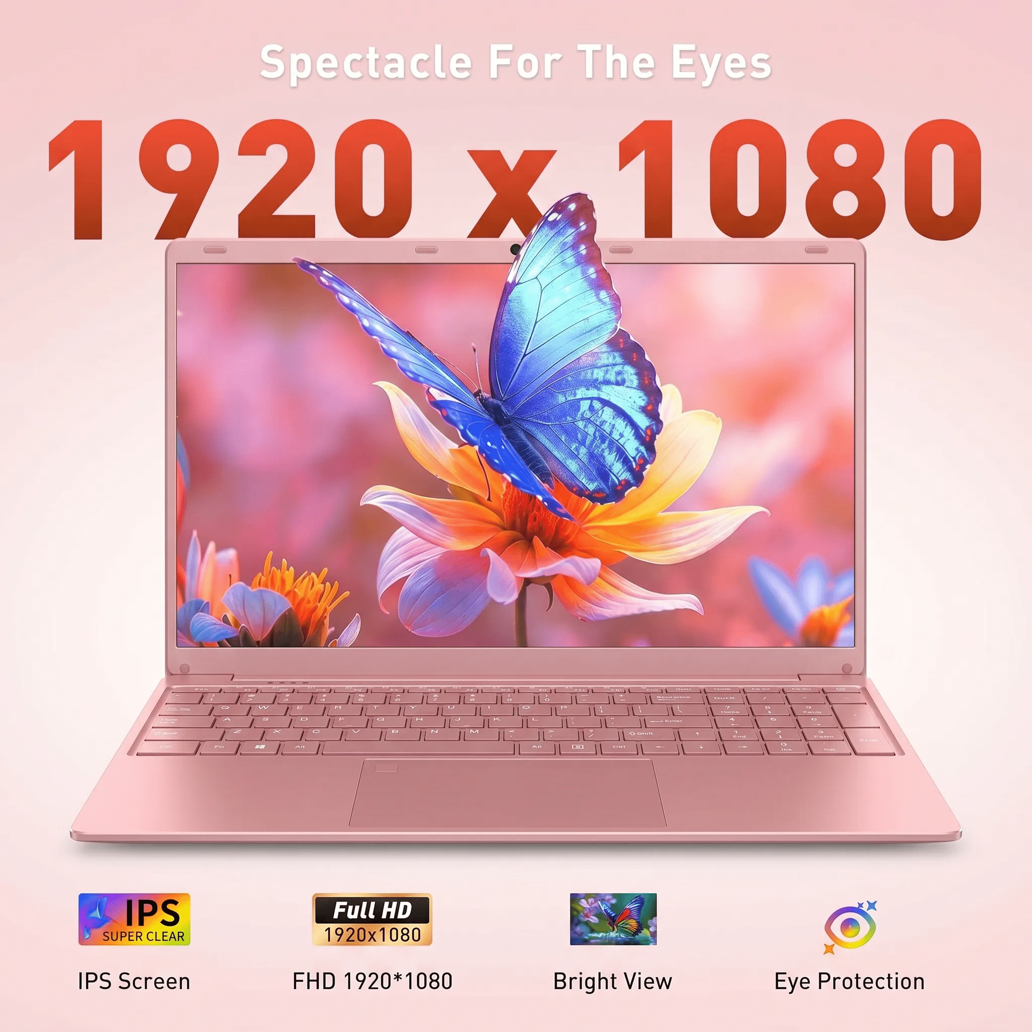 2026 New Pink Laptop, 15.6" IPS FHD Student Laptop, Office 2024, Windows 11 Pro, 8GB RAM 256GB SSD, Intel Core i3, Backlit Keyboard, Fingerprint Reader, USB3.0 WiFi5 for Study and Office Work - Image 2