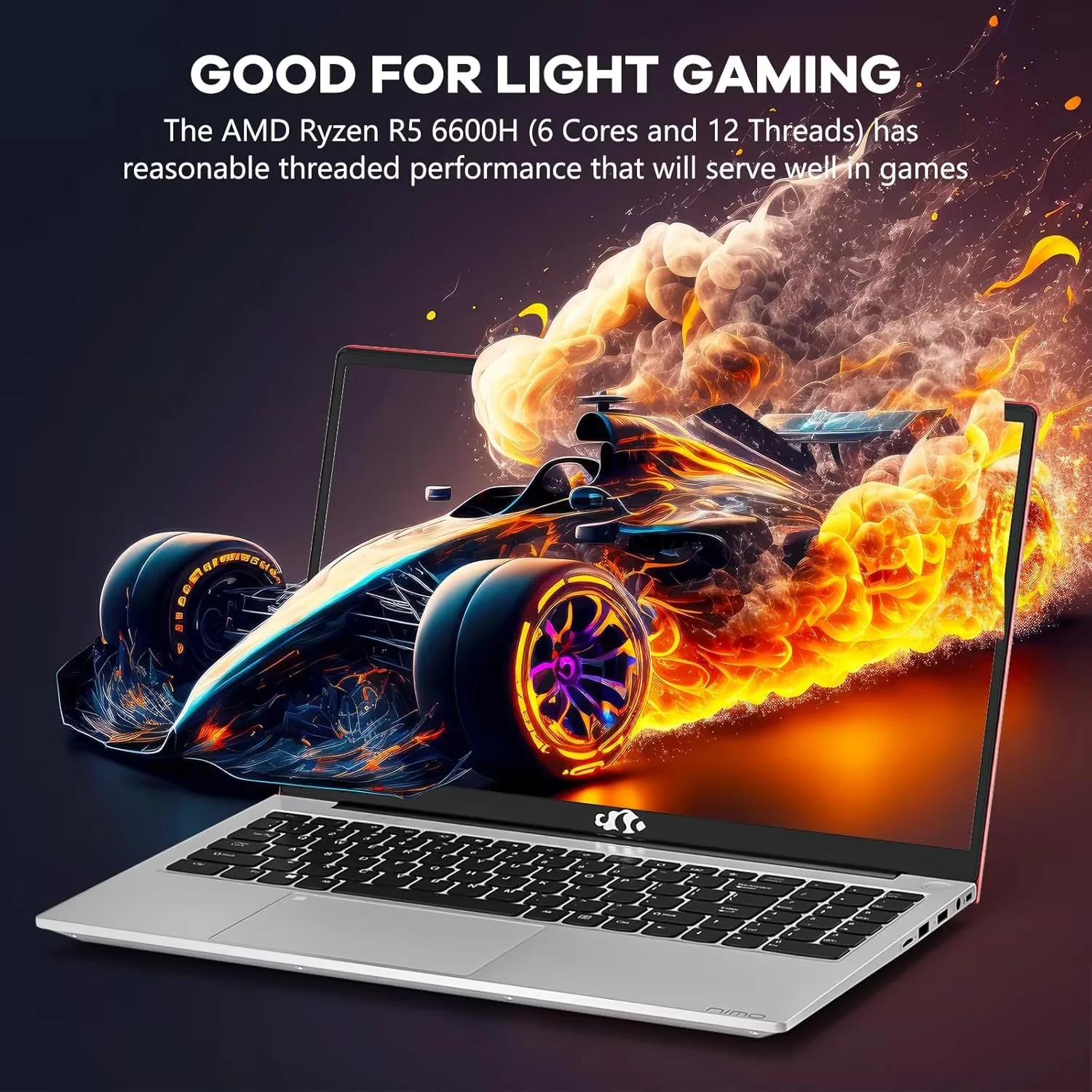 15.6" FHD Business-Gaming-Laptop 6-Cores AMD Ryzen 5 6600H(Up to 4.5 GHz) 660M GPU 32GB DDR5 2TB SSD Laptop-Computer with 100W Type-C Backlit Keyboard Fingerprint-Red - Image 6