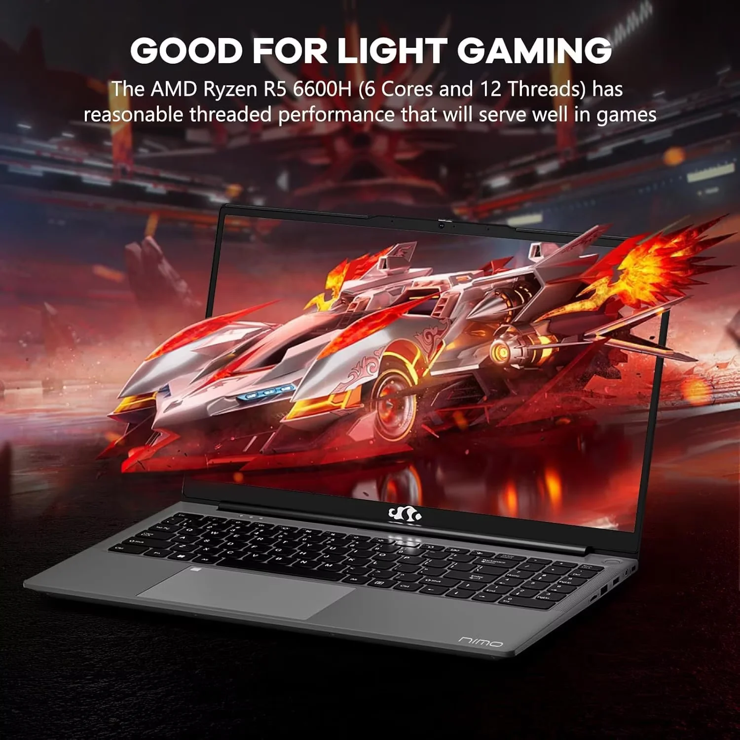 15.6" FHD Business-Gaming-Laptop 6-Cores AMD Ryzen 5 6600H(Up to 4.5 GHz) 660M GPU 32GB DDR5 2TB SSD Laptop-Computer with 100W Type-C Backlit Keyboard Fingerprint-Gray - Image 5