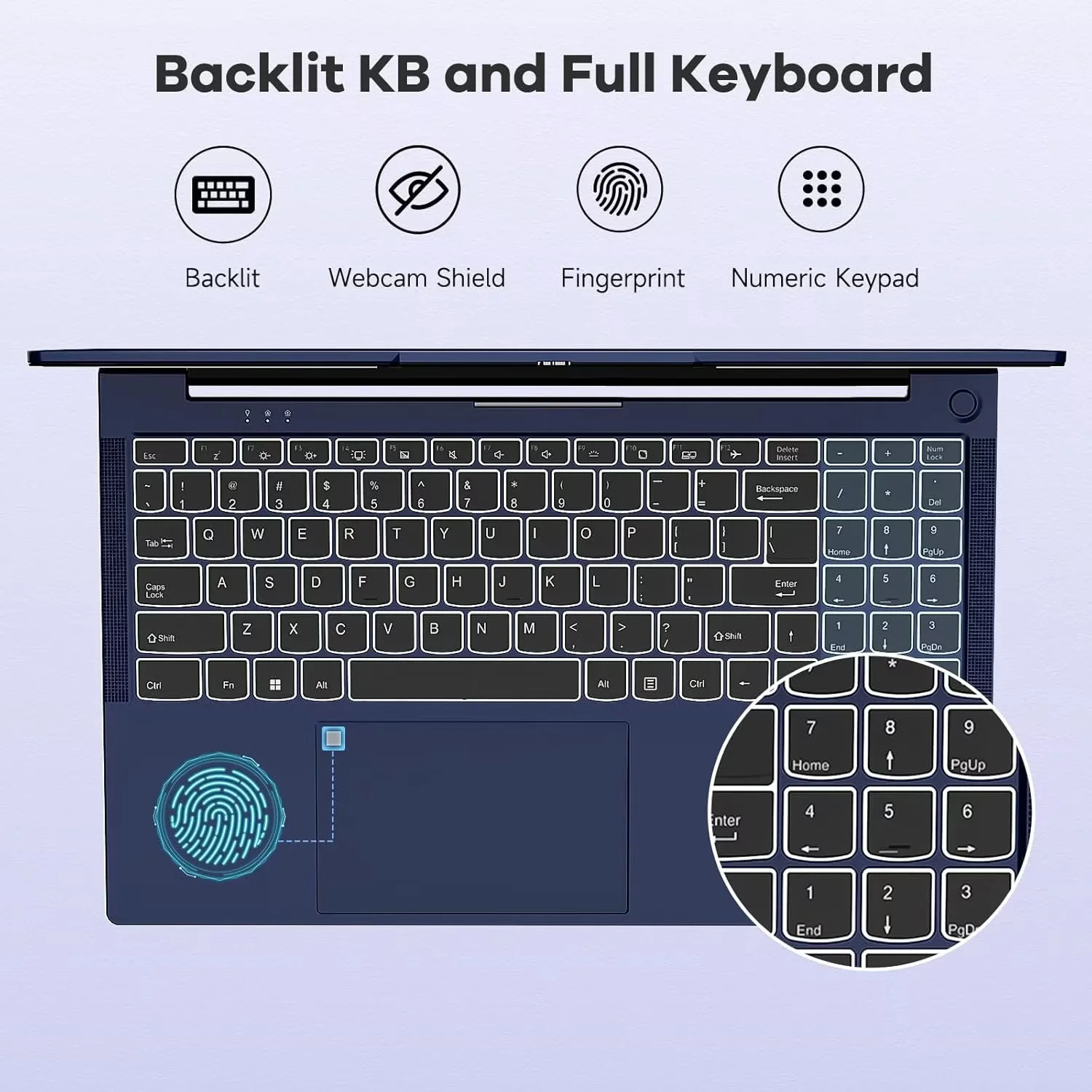 15.6" FHD Business-Gaming-Laptop 6-Cores AMD Ryzen 5 6600H(Up to 4.5 GHz) 660M GPU 32GB DDR5 2TB SSD Laptop-Computer with 100W Type-C Backlit Keyboard Fingerprint-Blue - Image 6
