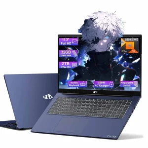 17.3 Gaming-Laptop Ryzen 9 8945HS (Beat i9-13900H, Up to 5.2GHz) 32GB RAM, 2TB SSD, Radeon 780M, PD 100W Type-C AI-Enhanced for Copilot VR Ready, Backlit Keyboard, Fingerprint, 75W Battery