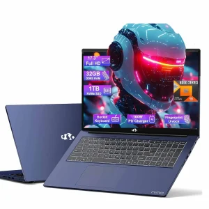17.3 Gaming Laptop 32GB RAM, 1TB SSD, Ryzen 9 8945HS (Beat i9-13900H, Up to 5.2GHz) Radeon 780M, PD 100W Type-C AI-Enhanced for Copilot VR Ready, 75W Battery