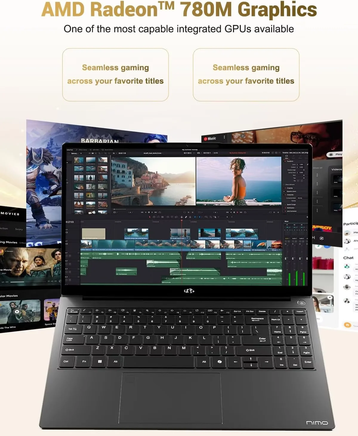 15.6" IPS FHD Gaming Laptop, AMD Ryzen 7 8745HS 32GB DDR5 RAM 1TB SSD (8C/16T, up to 4.9GHz) Radeon 780M Graphics Business Computer with 100W Type-C Backlit Keyboard, Fingerprint USB-C 4.0 Black - Image 4