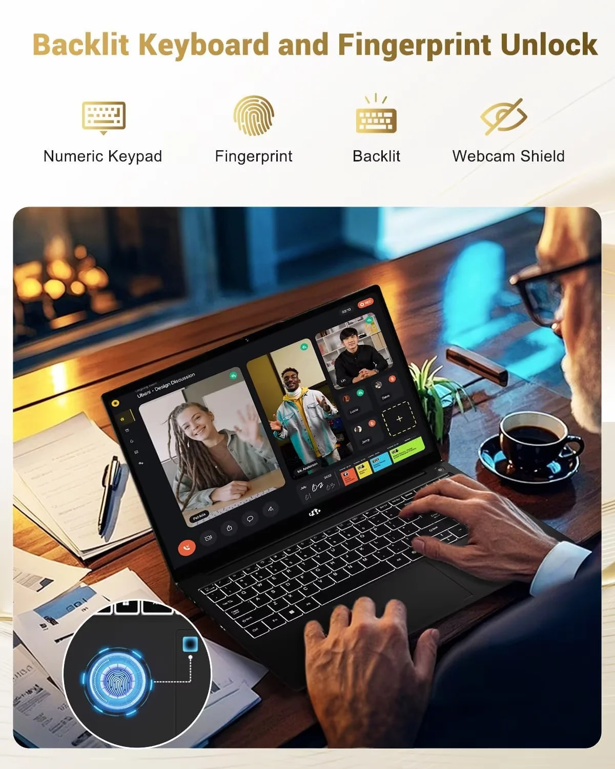 15.6" IPS FHD Gaming Laptop, AMD Ryzen 7 8745HS 32GB DDR5 RAM 1TB SSD (8C/16T, up to 4.9GHz) Radeon 780M Graphics Business Computer with 100W Type-C Backlit Keyboard, Fingerprint USB-C 4.0 Black - Image 2