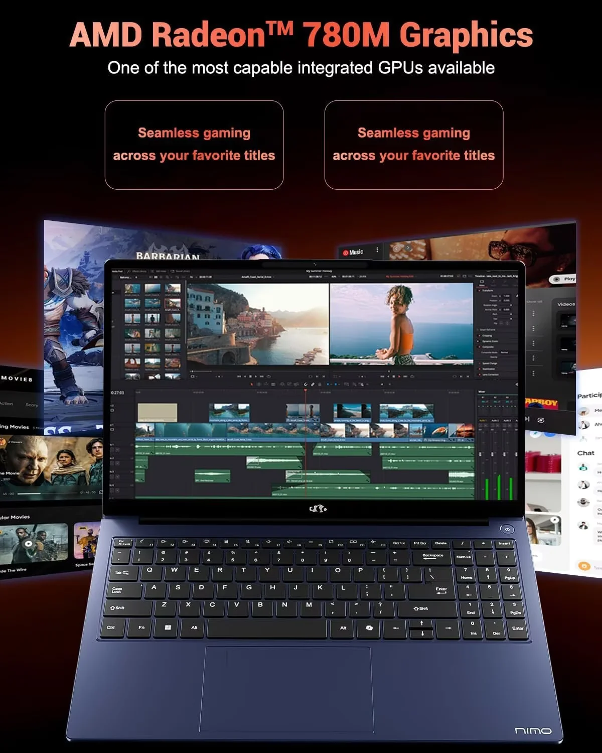 15.6" IPS FHD Gaming Laptop, AMD Ryzen 7 8745HS 32GB DDR5 RAM 1TB SSD (8C/16T, up to 4.9GHz) Radeon 780M Graphics Business Computer with 100W Type-C Backlit Keyboard, Fingerprint USB-C 4.0 Blue - Image 5