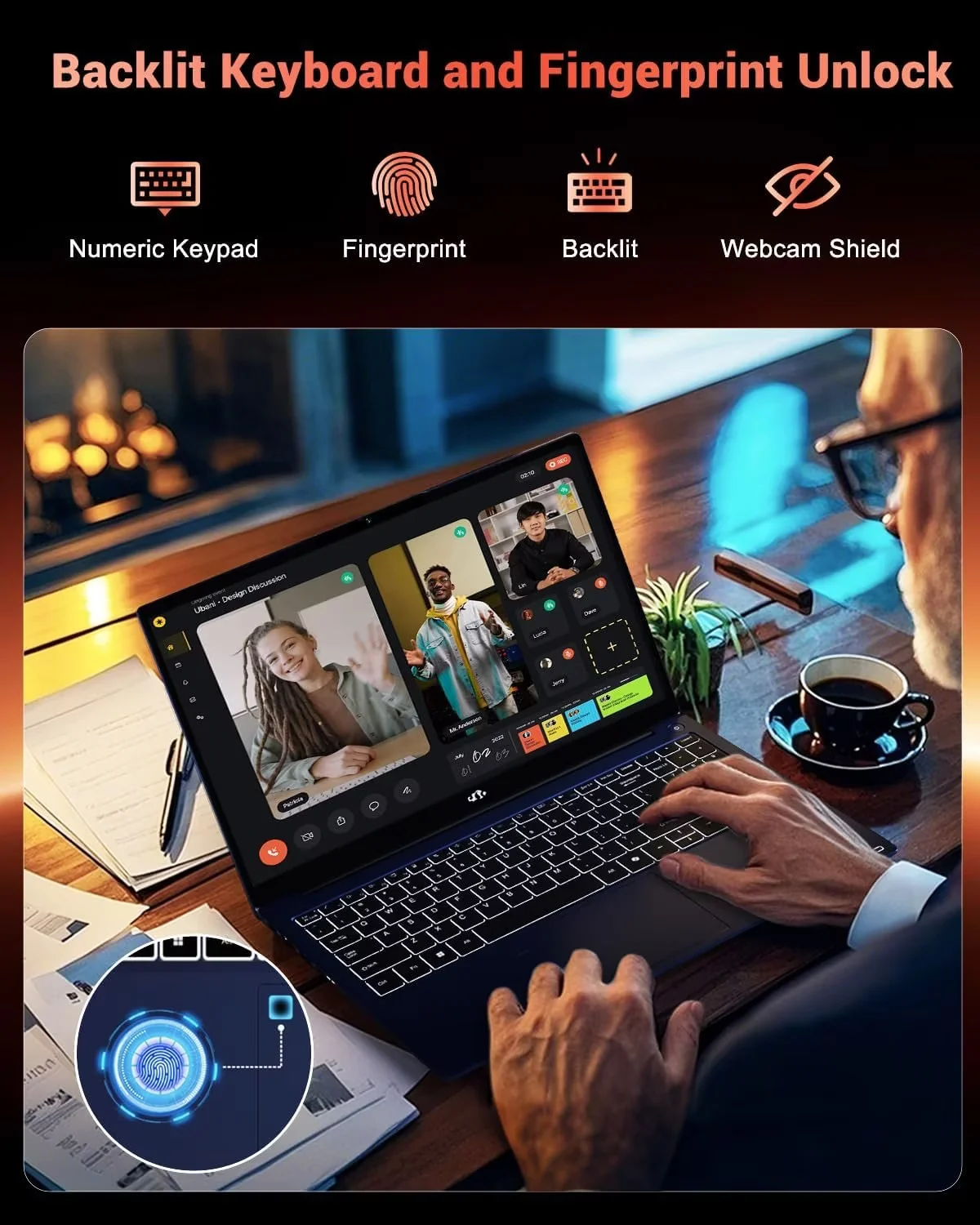 15.6" IPS FHD Gaming Laptop, AMD Ryzen 7 8745HS 32GB DDR5 RAM 1TB SSD (8C/16T, up to 4.9GHz) Radeon 780M Graphics Business Computer with 100W Type-C Backlit Keyboard, Fingerprint USB-C 4.0 Blue - Image 4