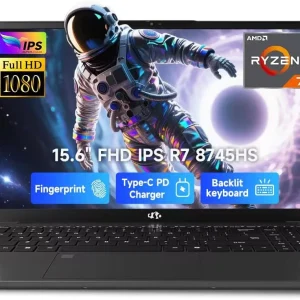 15.6" IPS FHD-Gaming-Laptop, AMD Ryzen 7 8745HS 16GB DDR5 RAM 1TB SSD (up to 4.9GHz) Radeon 780M Graphics Business Computer with 100W Type-C Backlit Keyboard, Fingerprint USB-C 4.0