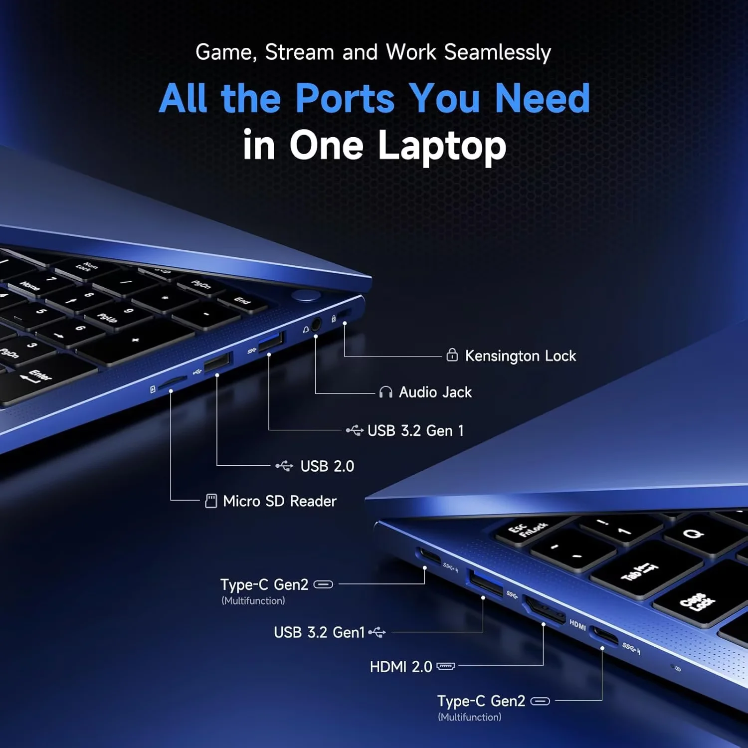 15.6" FHD IPS Gaming Laptop - AMD Ryzen 7 7735HS (8-Core) Computer with Radeon 680M , 64GB DDR5 RAM, 2TB SSD, Backlit Keyboard, ,100W Type-C ,Fingerprint - Image 7