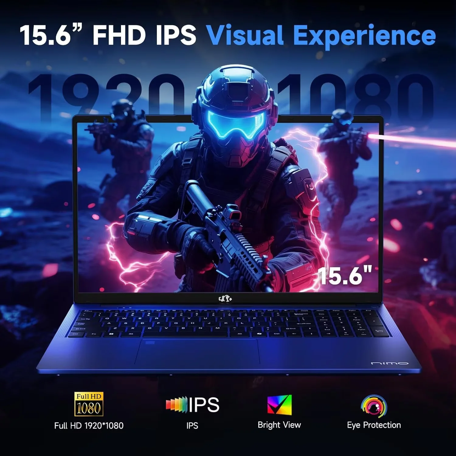 15.6" FHD IPS Gaming Laptop - AMD Ryzen 7 7735HS (8-Core) Computer with Radeon 680M , 16GB DDR5 RAM, 1TB SSD, Backlit Keyboard, ,100W Type-C ,Fingerprint - Image 3