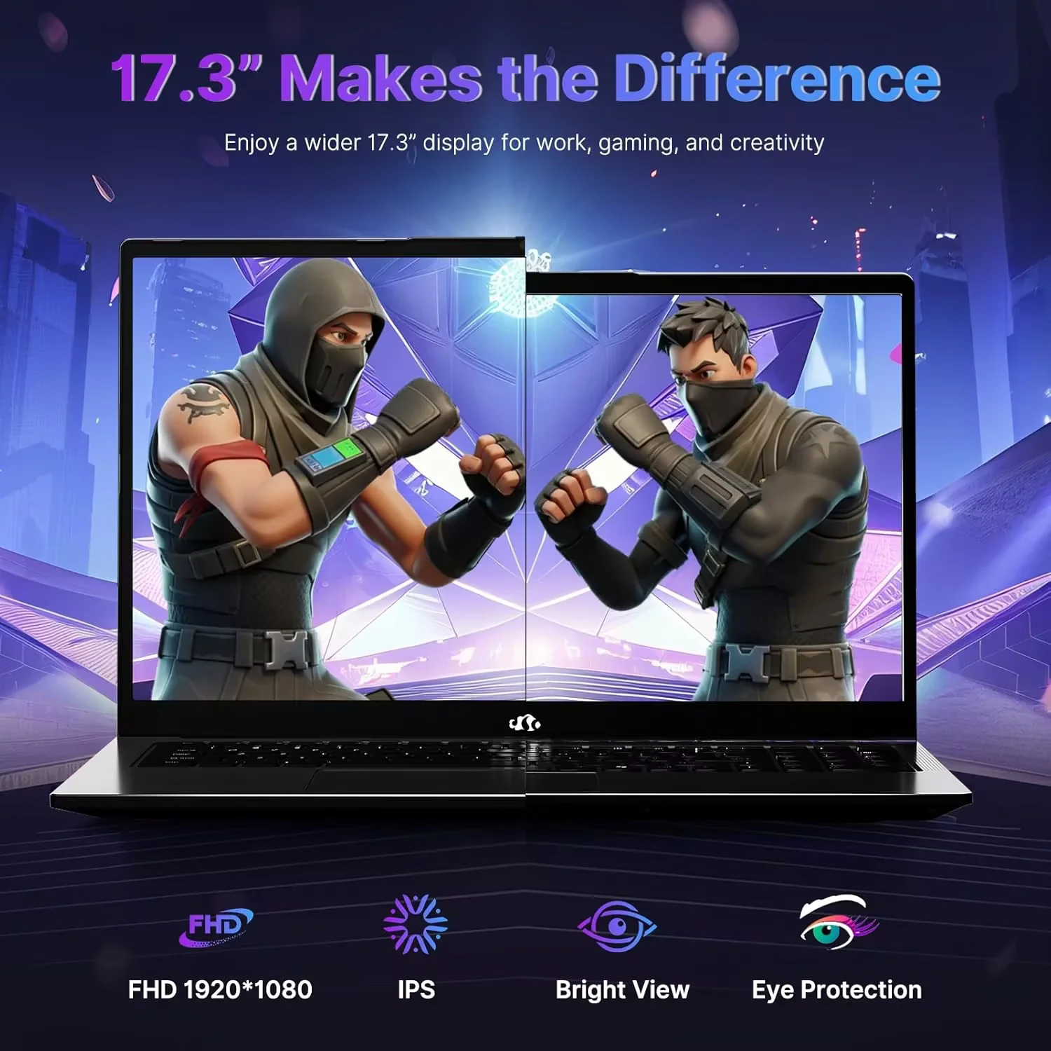 17.3" Gaming Laptop, AMD Ryzen 9 8945HS (Beats i9-13900H, Up to 5.2GHz), AMD Radeon 780M Graphics, 16GB RAM, 1TB SSD, FHD IPS Display, 100W PD, Backlit Keyboard, Fingerprint Black - Image 2