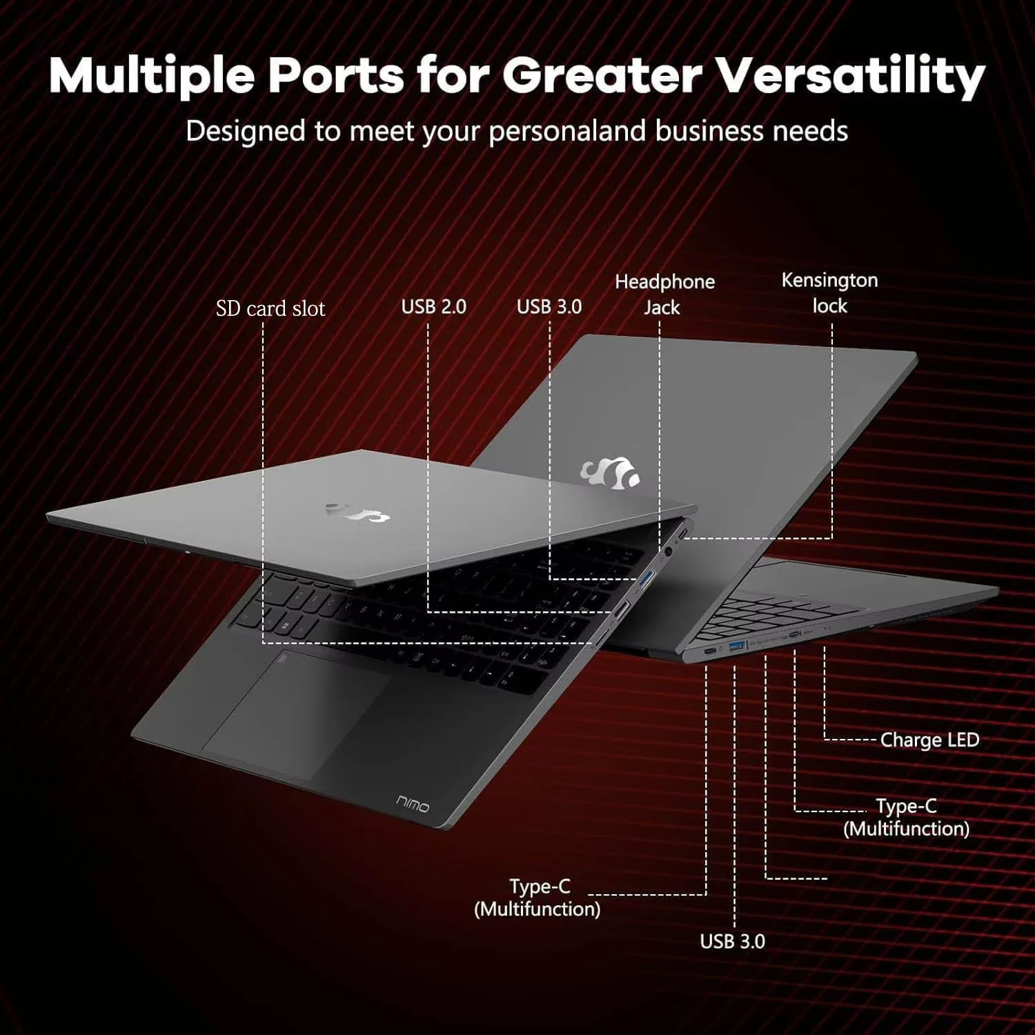 15.6" Windows11 Gaming Laptop Computer AMD Ryzen 5 6600H 32GB DDR5 RAM 1TB SSD 660M 6nm GPU-Computer with 100W Type-C Backlit Keyboard Fingerprint for Business and Student Gray - Image 6