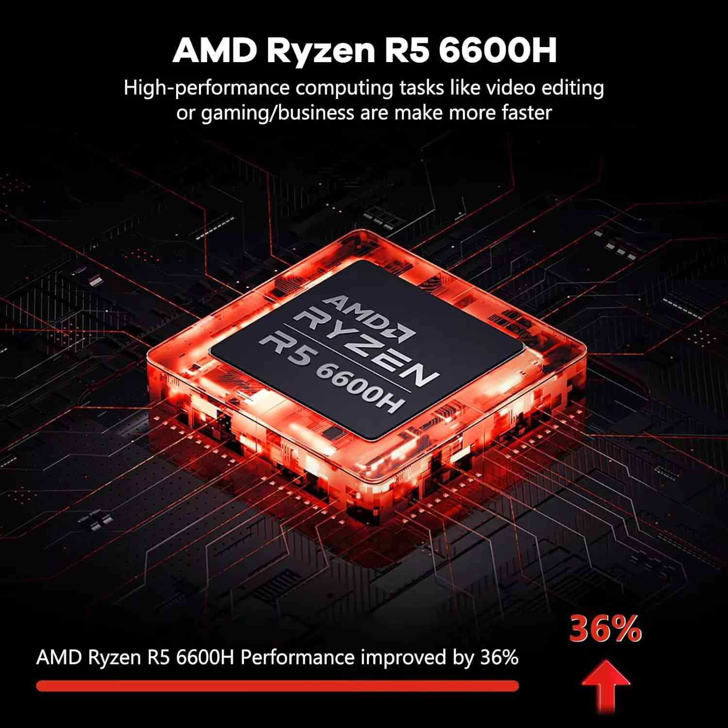 15.6" Windows11 Gaming Laptop Computer AMD Ryzen 5 6600H 32GB DDR5 RAM 1TB SSD 660M 6nm GPU-Computer with 100W Type-C Backlit Keyboard Fingerprint for Business and Student Gray - Image 3