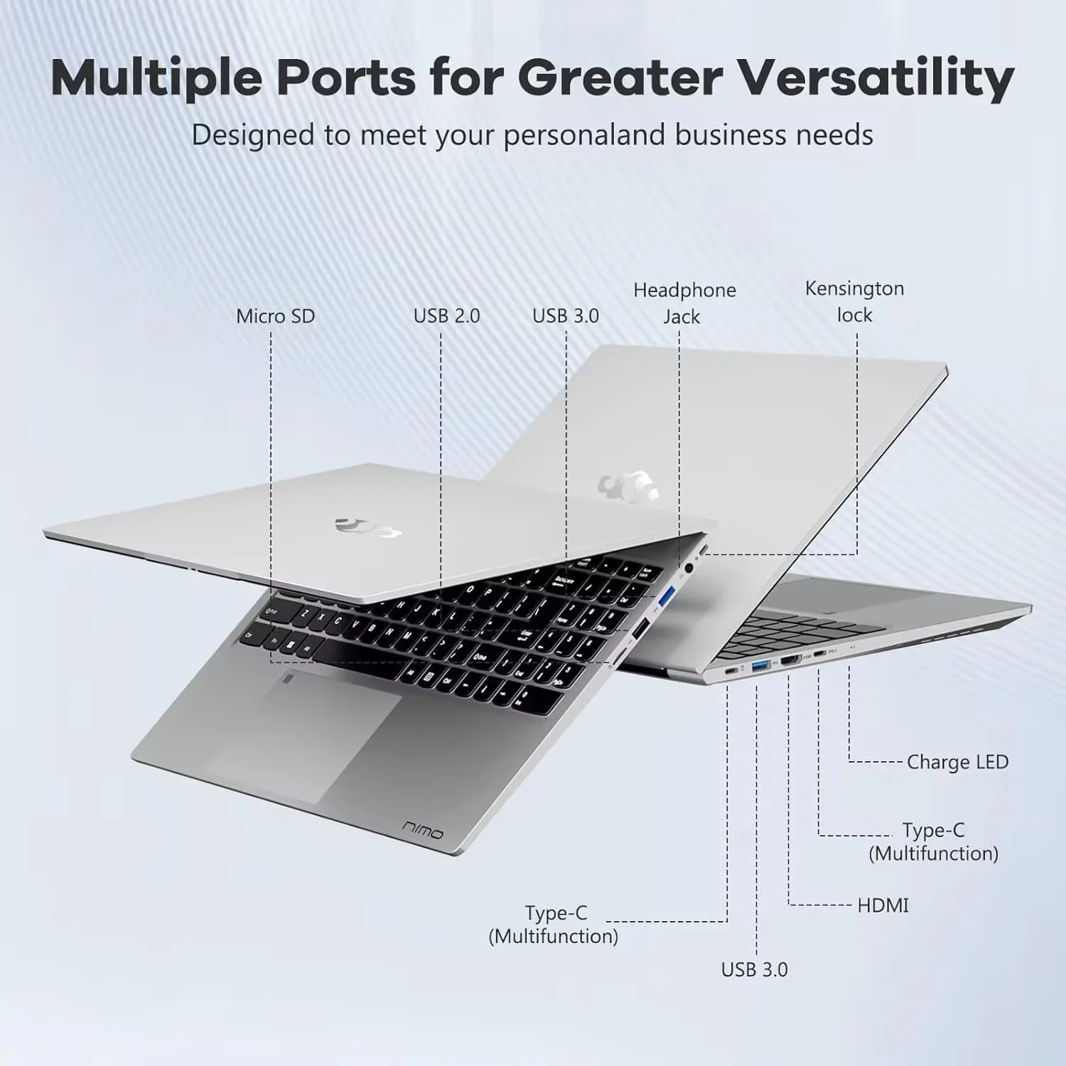 15.6" Windows11 Gaming Laptop Computer AMD Ryzen 5 6600H 32GB DDR5 RAM 1TB SSD 660M 6nm GPU-Computer with 100W Type-C Backlit Keyboard Fingerprint for Business and Student Silvery - Image 7