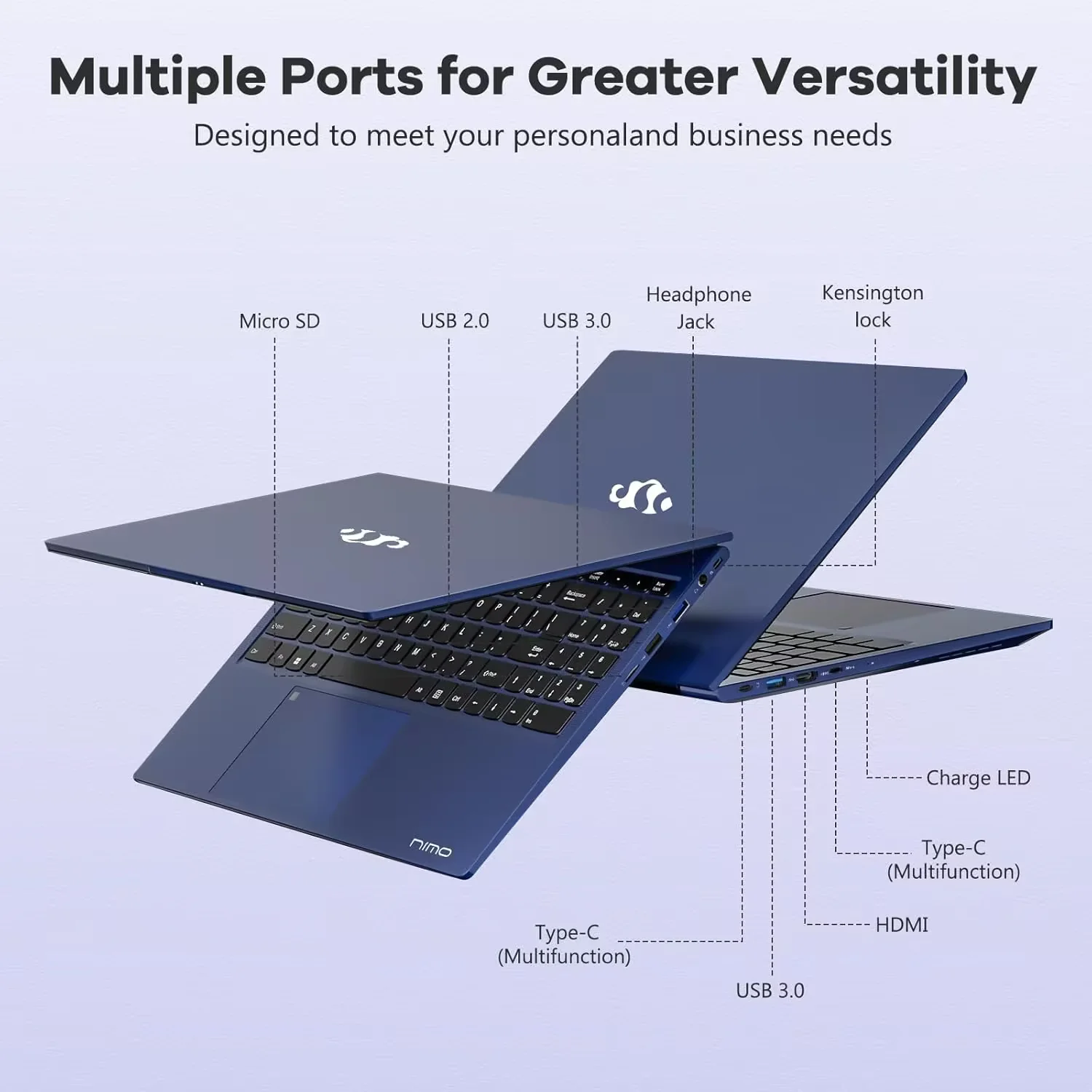 15.6" Windows11 Gaming Laptop Computer AMD Ryzen 5 6600H 32GB DDR5 RAM 1TB SSD 660M 6nm GPU-Computer with 100W Type-C Backlit Keyboard Fingerprint for Business and Student Blue - Image 6