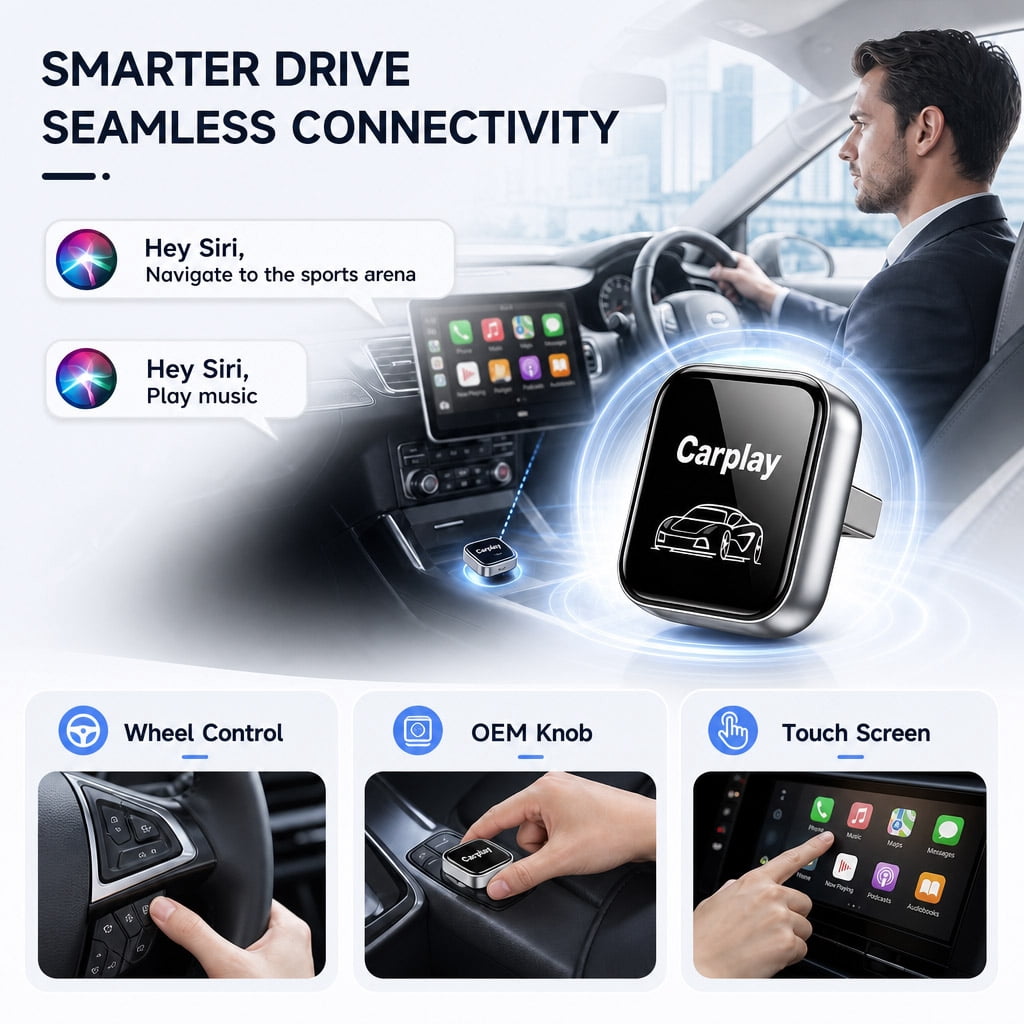 2026 Upgraded 2-in-1 Wireless CarPlay Adapter for iPhone & Android, Plug and Play, Fast Auto-Connect, Realtek 8730E Chip Stable & No Latency, Mini Wired to Wireless Adapter with USB-A/Type-C Port - Image 2