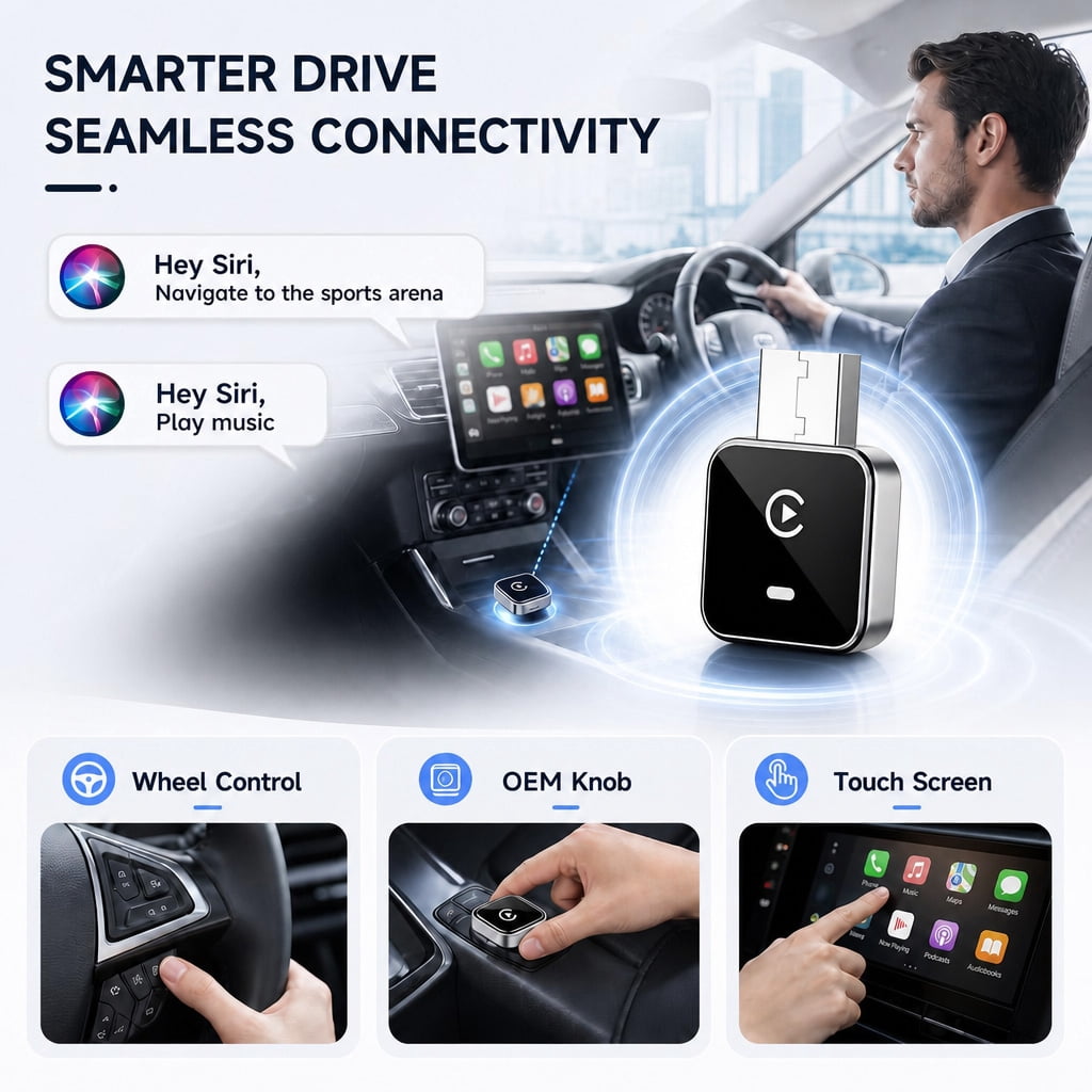 2026 Upgraded 2-in-1 Wireless CarPlay Adapter for iPhone & Android, Plug and Play, Fast Auto-Connect, Realtek 8730E Chip Stable & No Latency, Mini Wired to Wireless Adapter with USB-A/Type-C Port - Image 2