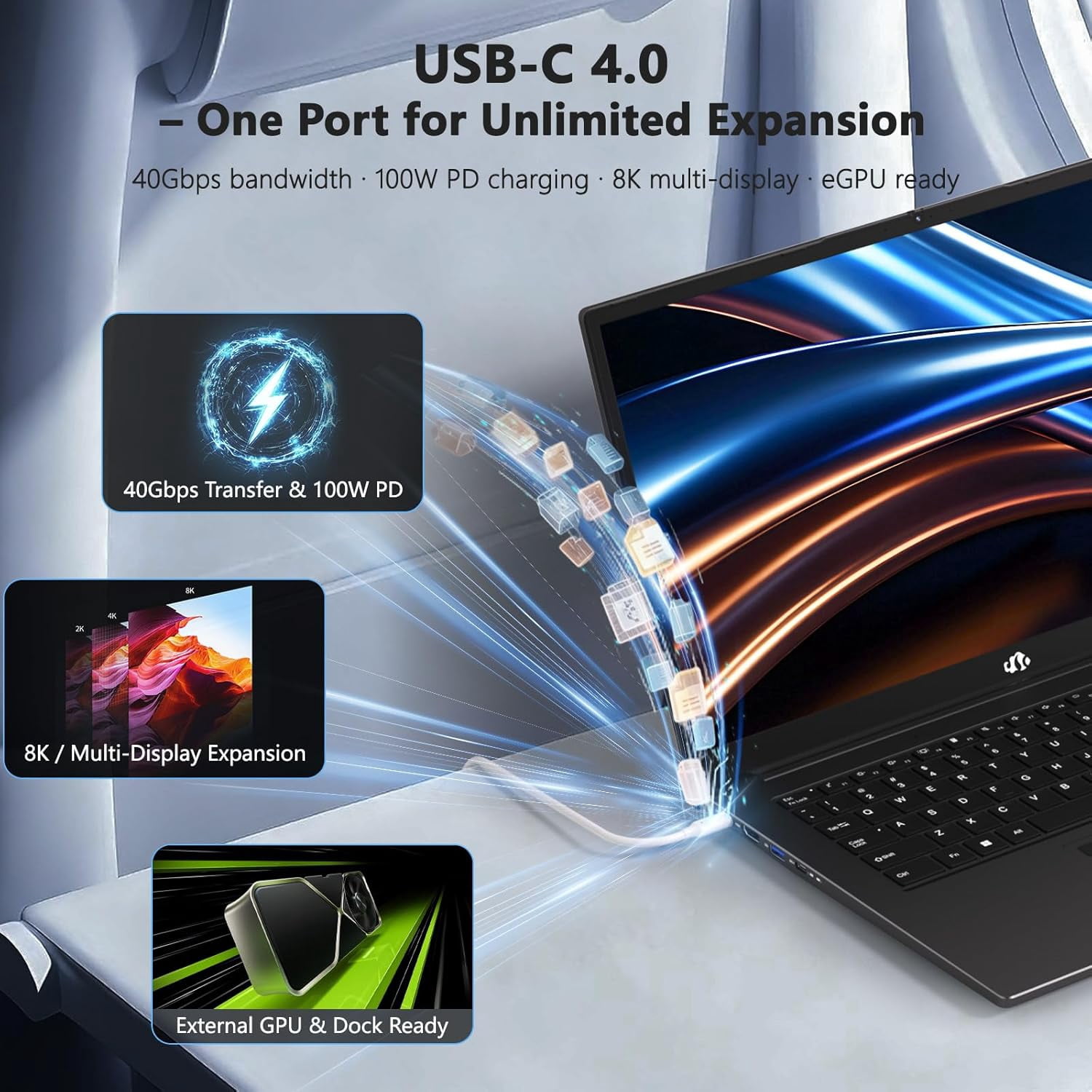 17.3" FHD 144Hz Professional AI Laptop - AMD Ryzen AI 370 32GB RAM 2TB SSD (50 TOPS NPU) with Radeon 890M Graphics, USB 4.0 eGPU Support, 100W PD, Local AI Workstation for Programmers & Creators - Image 5