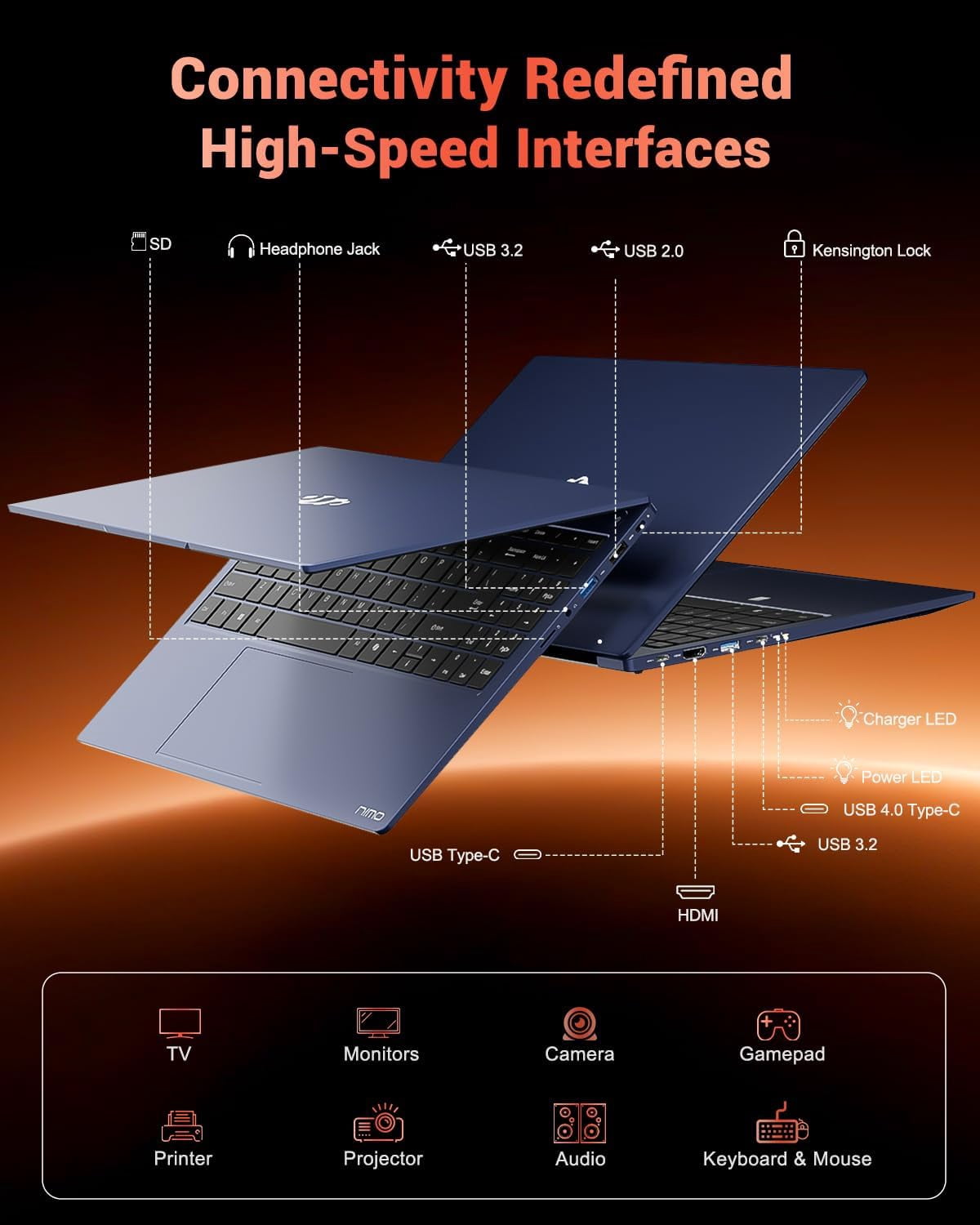 15.6" IPS FHD Gaming Laptop 64GB DDR5 RAM 2TB SSD AMD Ryzen 7 8745HS (8 Cores Up to 4.9GHz) Radeon 780M Graphics with 100W Type-C Backlit Keyboard Fingerprint USB-C 4.0 Blue - Image 7