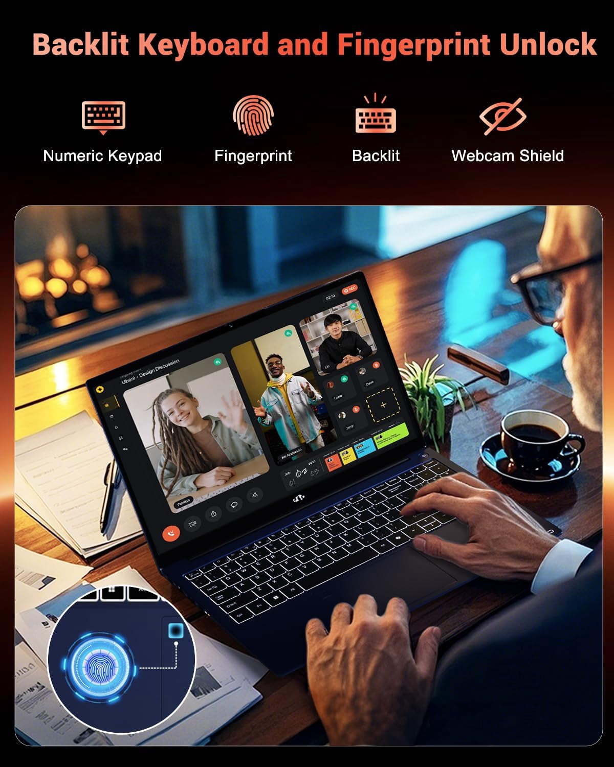 15.6" IPS FHD Gaming Laptop 64GB DDR5 RAM 2TB SSD AMD Ryzen 7 8745HS (8 Cores Up to 4.9GHz) Radeon 780M Graphics with 100W Type-C Backlit Keyboard Fingerprint USB-C 4.0 Blue - Image 6