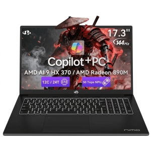17.3" FHD 144Hz Professional AI Laptop - AMD Ryzen AI 370 32GB DDR5 RAM 1TB SSD (50 TOPS NPU) with Radeon 890M Graphics USB 4.0 eGPU Support 100W PD Local AI Workstation