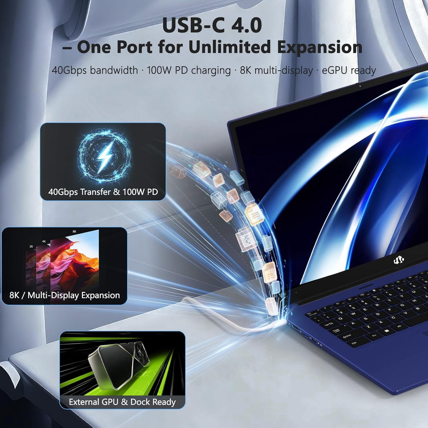17.3" FHD 144Hz Professional AI Laptop - AMD Ryzen AI 370 (50 TOPS NPU) 32GB RAM 1TB SSD with AMD Radeon 890M Graphics, USB 4.0 eGPU Support, 100W PD Charging, Local AI Workstation for Programmers - Image 5