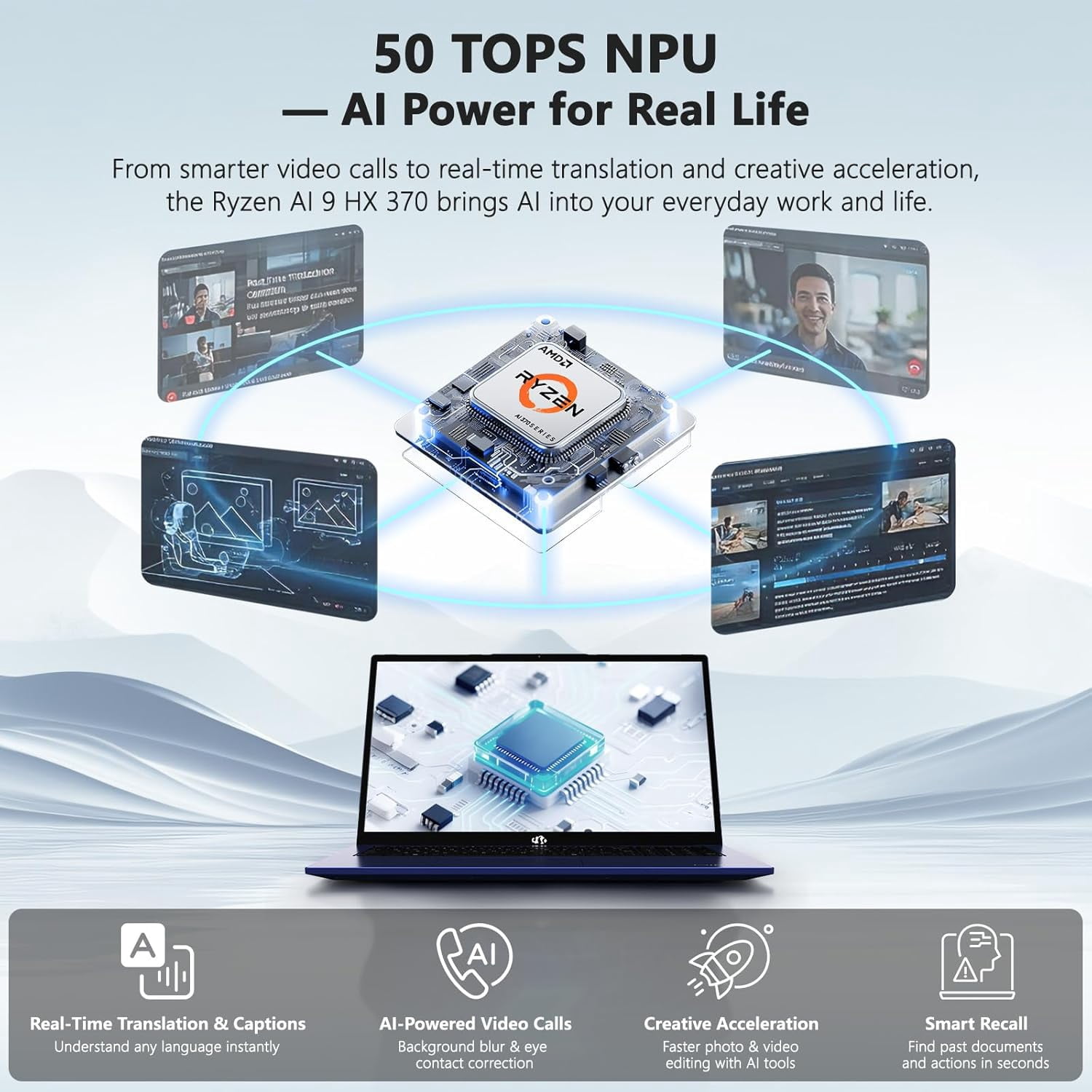 17.3" FHD 144Hz Professional AI Laptop - AMD Ryzen AI 370 64GB DDR5 RAM 1TB SSD (50 TOPS NPU) with AMD Radeon 890M Graphics USB 4.0 eGPU Support 100W PD Local AI Workstation - Image 3