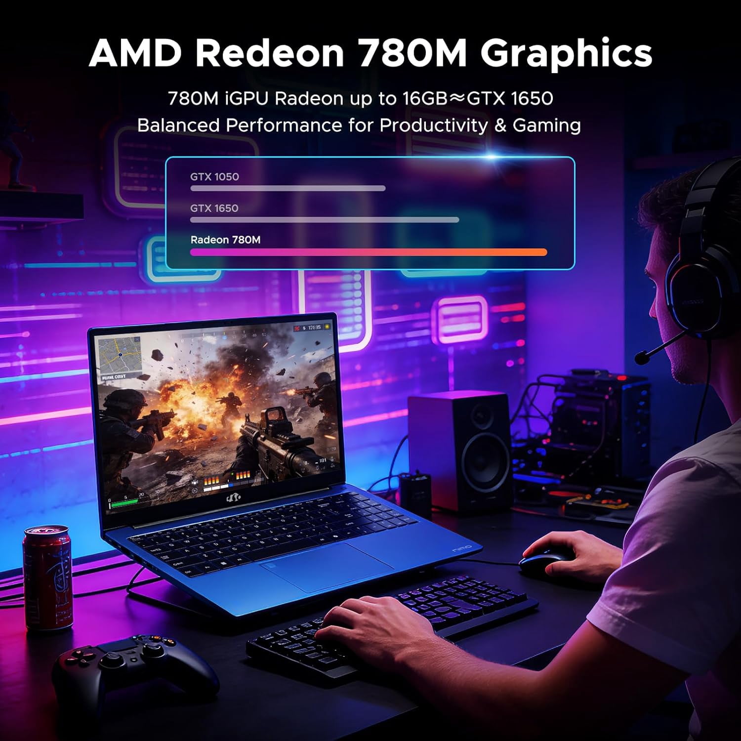 15.6" FHD Creator Laptop 32GB DDR5 RAM 1TB SSD AMD Ryzen 7 8745HS (Up to 4.9GHz) with AMD Radeon 780M GPU-15.5H All-Day Battery-WiFi 6E-USB4-2-Year Warranty Blue - Image 3