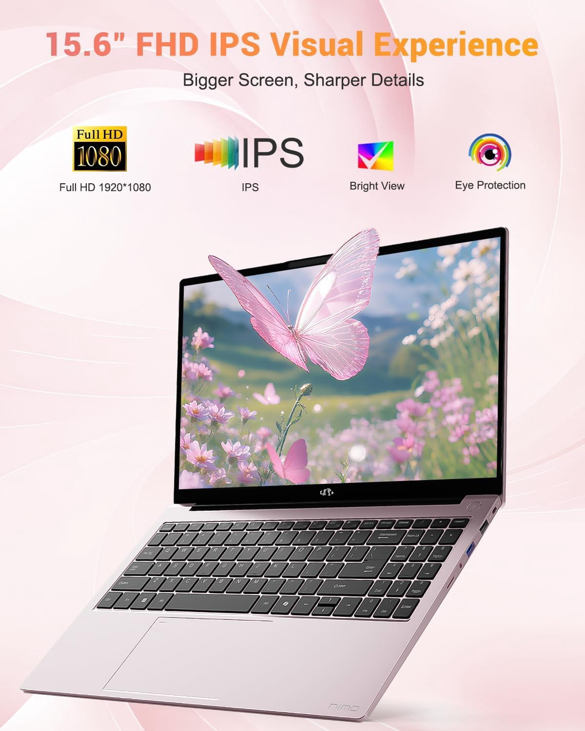 15.6" IPS FHD Gaming Laptop 64GB DDR5 RAM 2TB SSD AMD Ryzen 7 8745HS (8 Cores Up to 4.9GHz) Radeon 780M Graphics with 100W Type-C Backlit Keyboard Fingerprint USB-C 4.0 RoseGold - Image 5