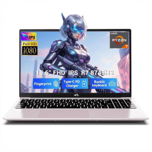 15.6" IPS FHD Gaming Laptop 64GB DDR5 RAM 2TB SSD AMD Ryzen 7 8745HS (8 Cores Up to 4.9GHz) Radeon 780M Graphics with 100W Type-C Backlit Keyboard Fingerprint USB-C 4.0 RoseGold