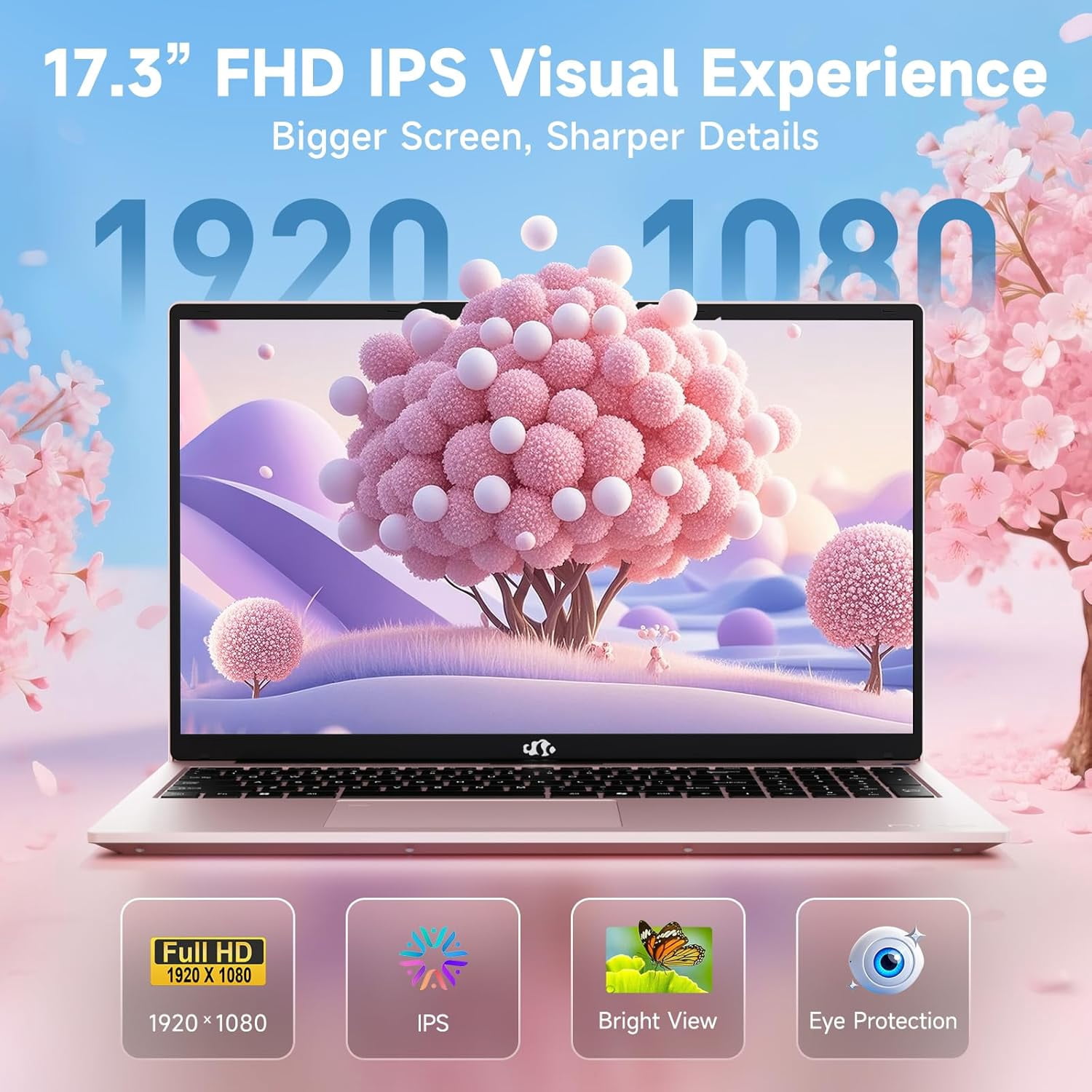 17.3" IPS FHD Gaming Laptop 16GB DDR5 RAM 1TB SSD AMD Ryzen 5 6600H (Beat i7-1165G7 Up to 4.5GHz) Radeon 660M GPU-Computer with 100W Type-C Backlit Keyboard Fingerprint RoseGold - Image 4
