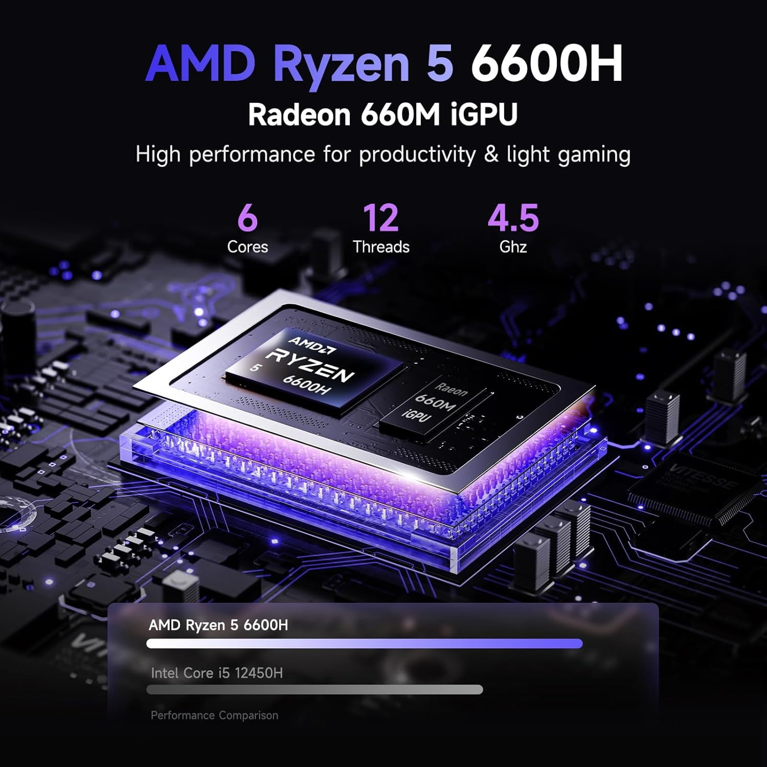 17.3" IPS FHD Gaming Laptop 32GB DDR5 RAM 1TB SSD AMD Ryzen 5 6600H (Beat i7-1165G7 Up to 4.5GHz) Radeon 660M GPU with 100W Type-C Backlit Keyboard Fingerprint Blue - Image 2