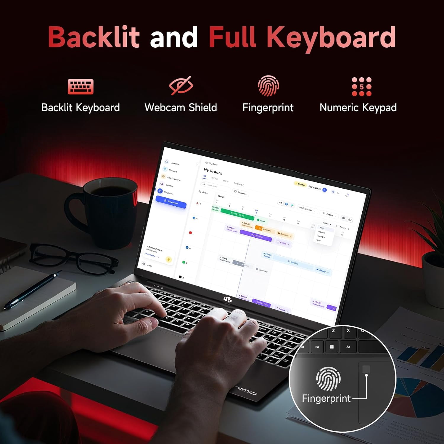 17.3" IPS FHD Gaming Laptop 32GB DDR5 RAM 1TB SSD AMD Ryzen 5 6600H (Beat i7-1165G7 Up to 4.5GHz) Radeon 660M GPU-Computer with 100W Type-C Backlit Keyboard Fingerprint Gray - Image 6