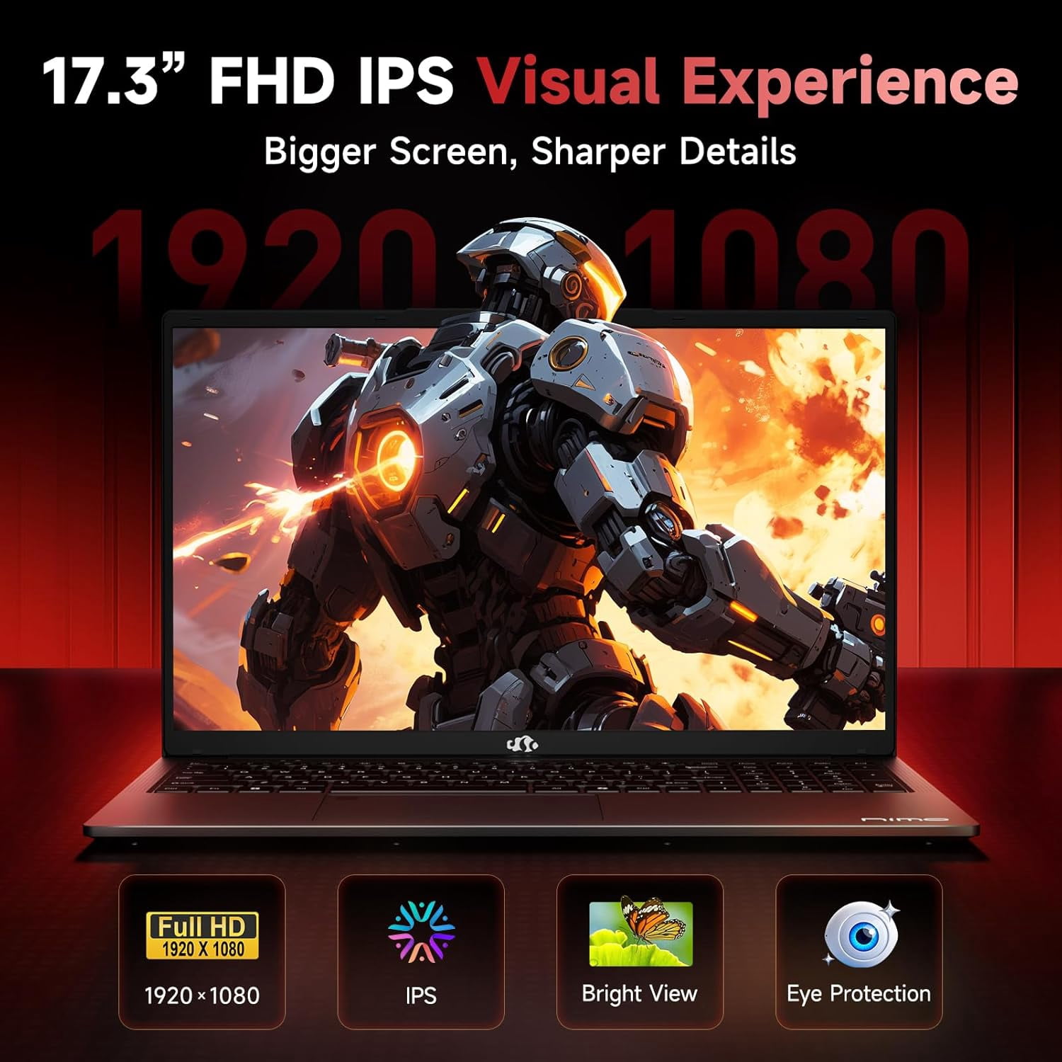 17.3" IPS FHD Gaming Laptop 32GB DDR5 RAM 1TB SSD AMD Ryzen 5 6600H (Beat i7-1165G7 Up to 4.5GHz) Radeon 660M GPU-Computer with 100W Type-C Backlit Keyboard Fingerprint Gray - Image 4