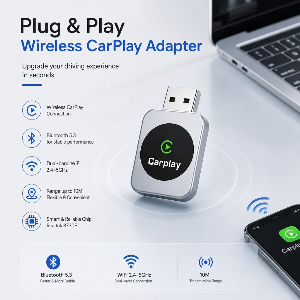 Wireless CarPlay Android Auto 2-in-1 Dongle, USB-C & USB-A Dual Port Design, Instant No-Lag Connection, Plug Play Wireless Upgrade for iPhone & Android, Compatible with 1000+ Vehicles - Image 2
