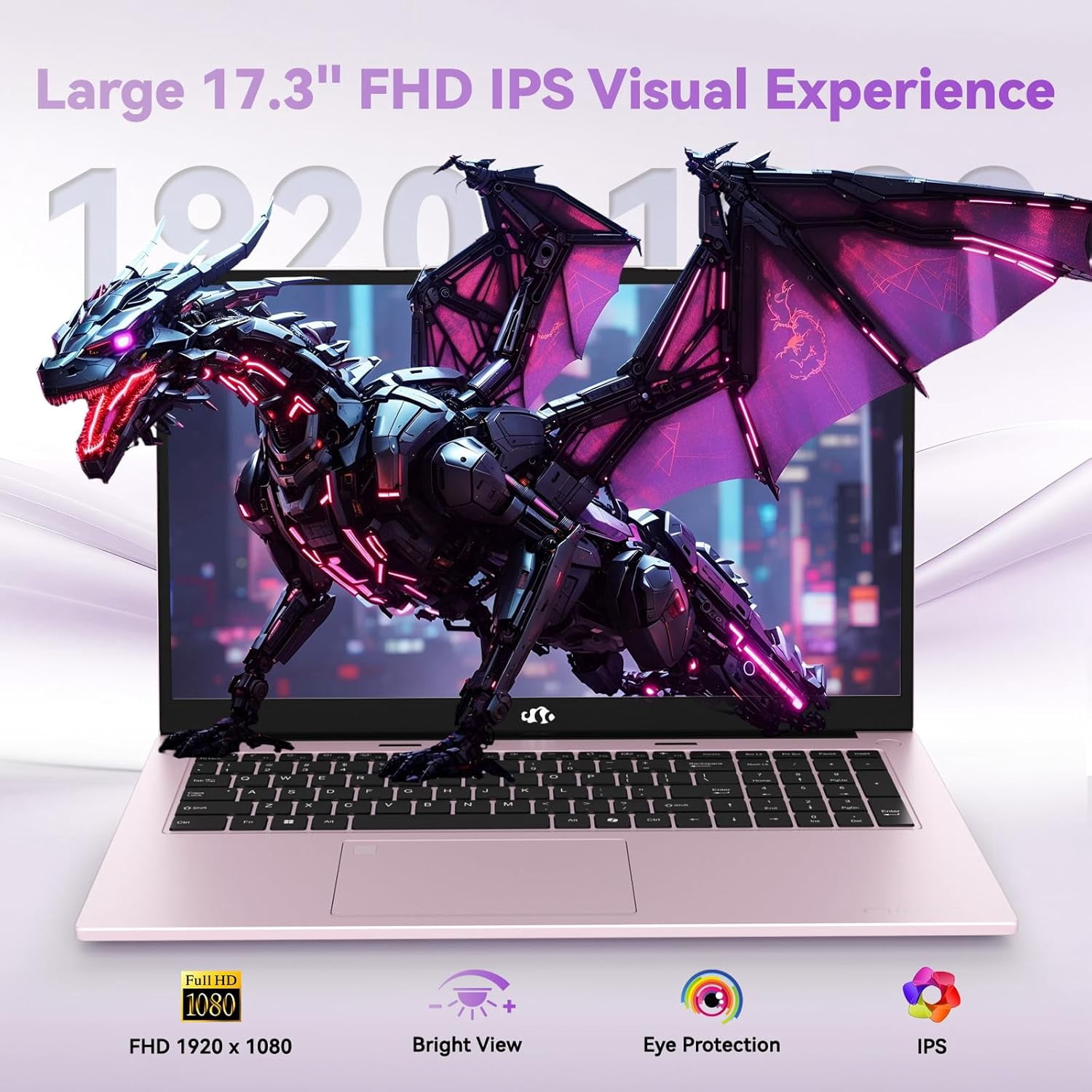 17.3" FHD Gaming Laptop 16GB DDR5 RAM 512GB SSD AMD Ryzen 7 7735HS (8C/16T, Beats i7-12650H) with AMD Radeon 680M-100W Type-C Wi-Fi 6E 58Wh Battery Fingerprint Backlit Keyboard RoseGold - Image 6