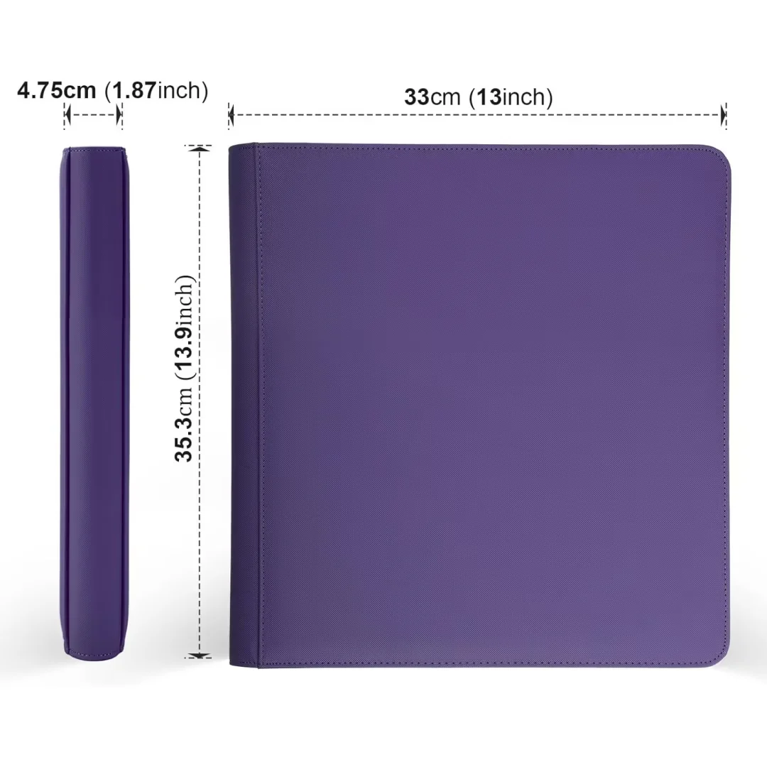 12 Pocket Card Binder, Premium Zip Trading Card Binder, 720 Double Sided Pocket PU Collection Binder, Collector Album, Card Folder for MTG, TCG, Sports Cards (Purple)