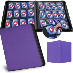 Trading Cards Album Binder with 12 Pockets and 30 double-sided sheets. binder storage case can accommodate a maximum of 720 cards and is perfectly suited for TCG, MTG, football cards etc - purple