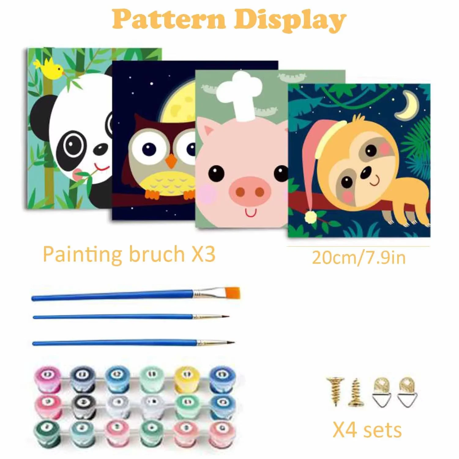 4 Paint by Numbers for Kids DIY Paint Set for Girls Boys Adults Beginner Crafts Acrylic Oil Painting by Number Kits Perfect for Gift Decor 20cmx20cm (NEW04)
