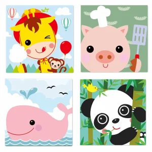 4 Paint by Numbers for Kids DIY Paint Set for Girls Boys Adults Beginner Crafts Acrylic Oil Painting by Number Kits Perfect for Gift Decor 20cmx20cm (NEW04)