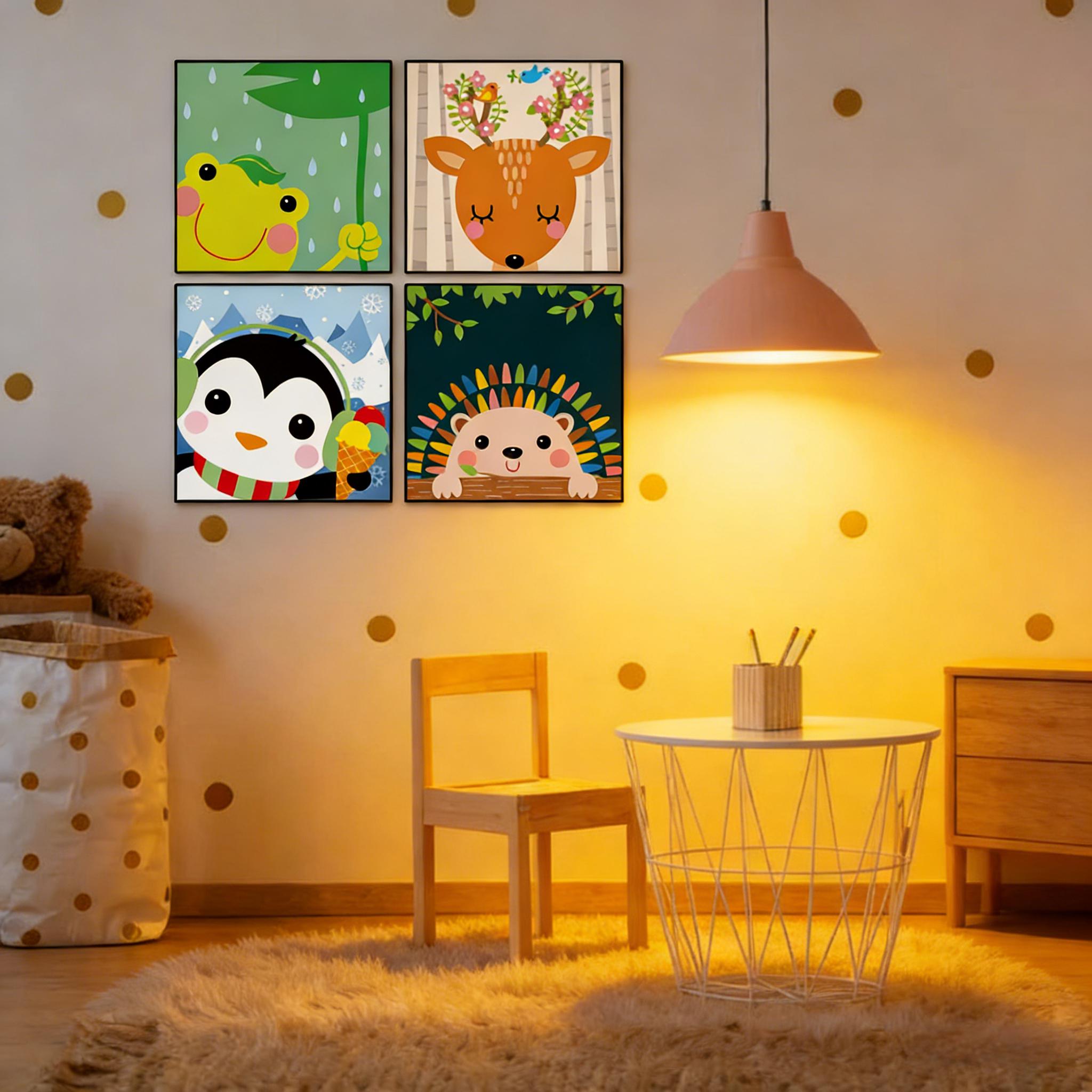 4 Paint by Numbers for Kids DIY Paint Set for Girls Boys Adults Beginner Crafts Acrylic Oil Painting by Number Kits Perfect for Gift Decor 20cmx20cm (4PCS-6)