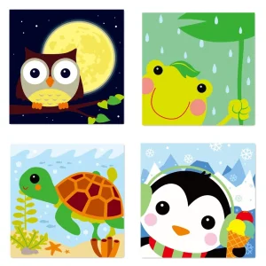 4 Paint by Numbers for Kids DIY Paint Set for Girls Boys Adults Beginner Crafts Acrylic Oil Painting by Number Kits Perfect for Gift Decor 20cmx20cm (4PCS-6)