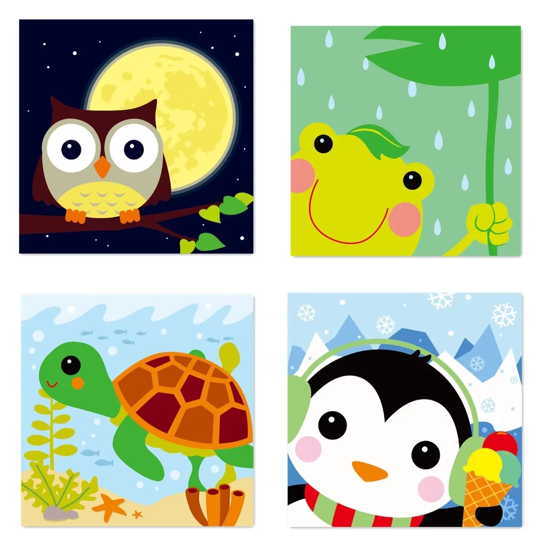 4 Paint by Numbers for Kids DIY Paint Set for Girls Boys Adults Beginner Crafts Acrylic Oil Painting by Number Kits Perfect for Gift Decor 20cmx20cm (4PCS-6)