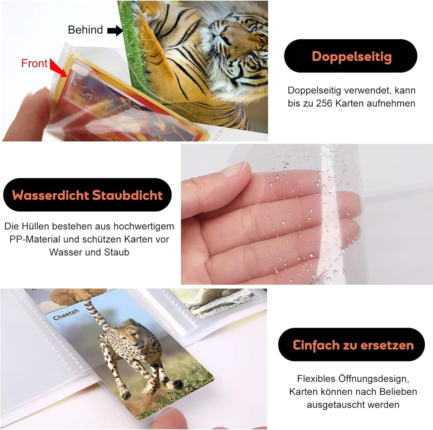 4-Pocket Trading Card Album, 30 Pages Collection Card Holder, Protective Sleeves Portfolio Folder, Storage Case for Sports Trading Cards, Game Cards, Holds 240 Cards Card Binder(N12)