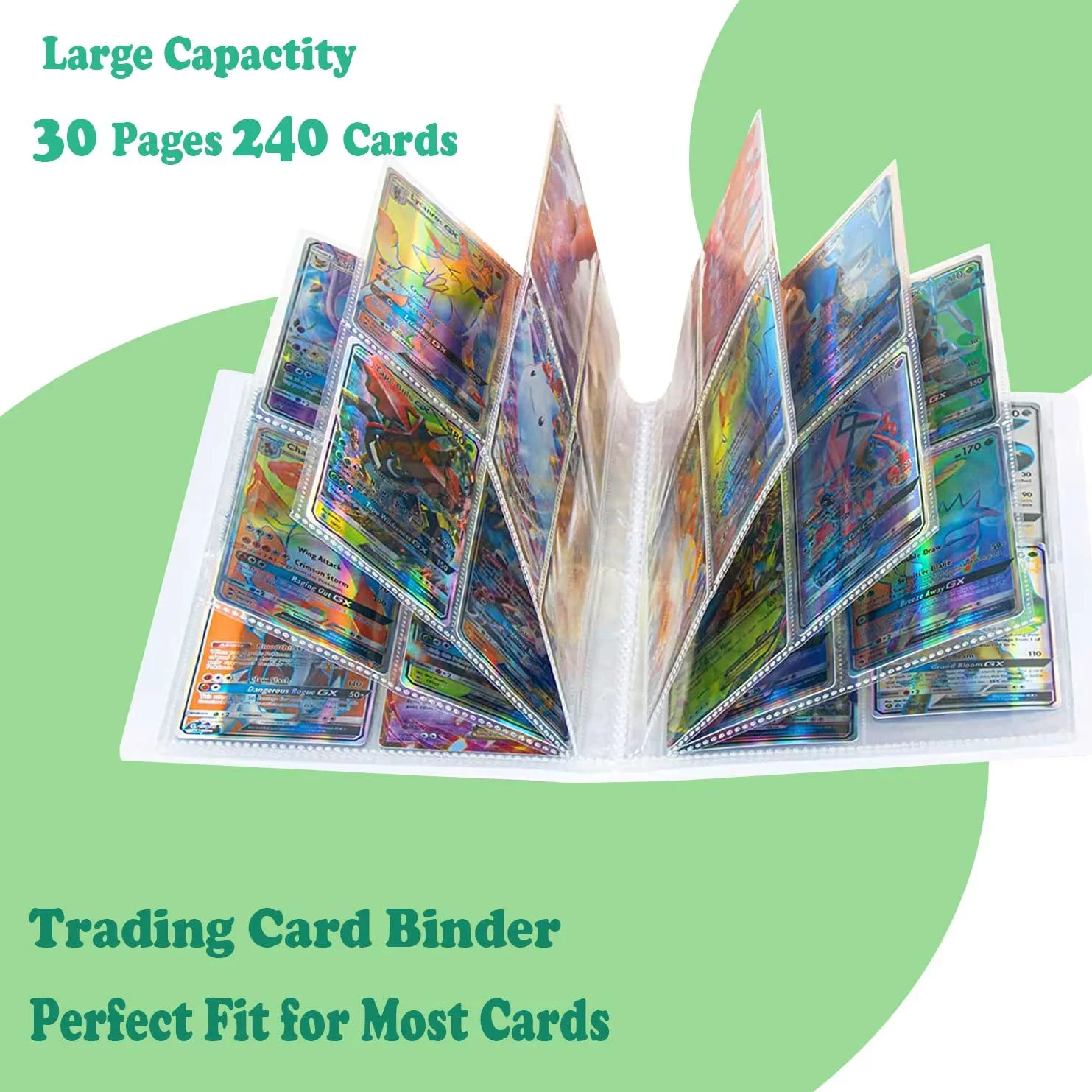 Collector card binder, Trading Card Holder Card Album Binder, 4-Pocket with 30-Pages 240-Trading Cards Capacity, Present for Children-TAY3