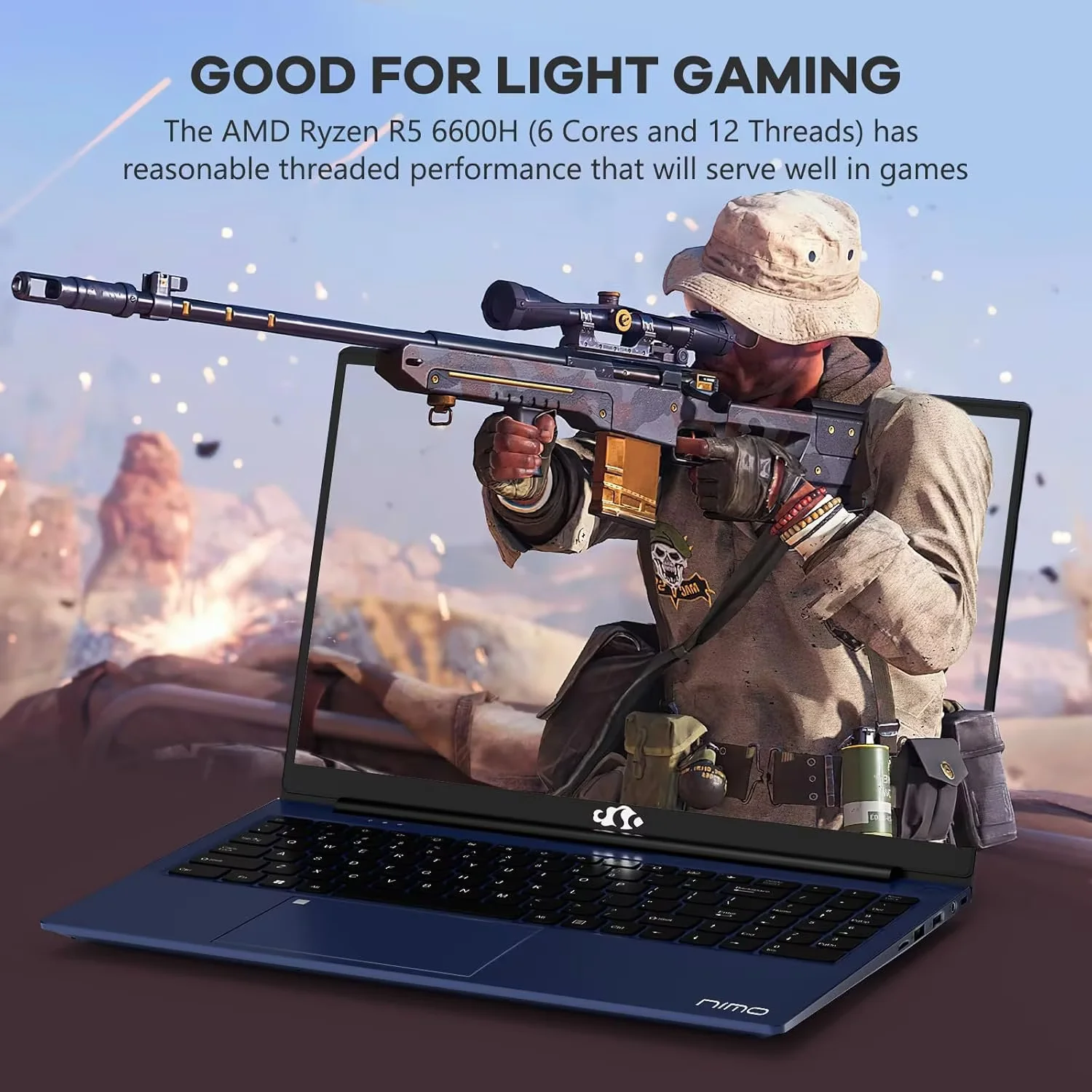 15.6" IPS FHD Gaming Laptop, AMD Ryzen 5 6600H 6 Cores 32GB DDR5 RAM 1TB SSD (Beat i7-1165G7, Up to 4.5GHz) Radeon 660M GPU-Computer with 100W Type-C Backlit Keyboard Fingerprint Win 11 Blue
