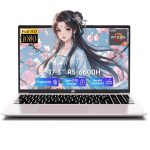 17.3" IPS FHD Gaming Laptop, AMD Ryzen 5 6600H 16GB DDR5 RAM 1TB SSD (Beat i7-1165G7 Up to 4.5GHz) with AMD Radeon 660M GPU 100W Type-C Backlit Keyboard Fingerprint