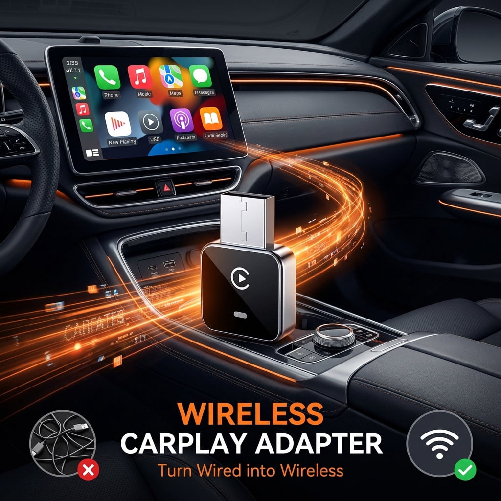2 in 1 Wireless CarPlay & Android Auto Adapter, Plug & Play, No Delay & Fast, for Apple iPhone iOS 10+ & Android 11+, Convert Wired to Wireless for 1000+ Cars, USB-A/Type-C Port with 8730E Chip